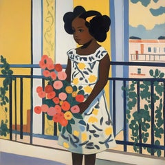 Sul balcone, 70x70cm, stampa su tela. Edizione 20 pezzi.