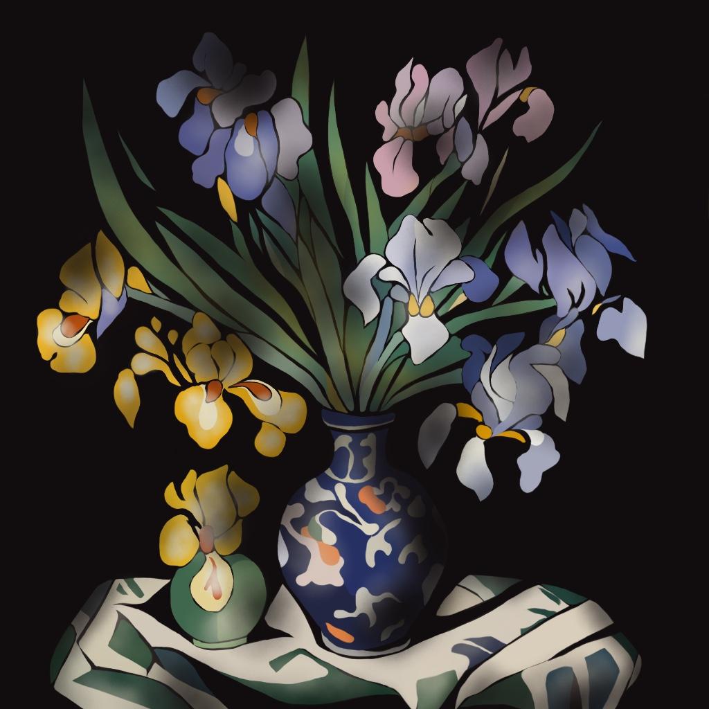 Natura morta, 70x70cm, stampa su tela. Edizione 20 pezzi. - Print di Nina Tsoriti