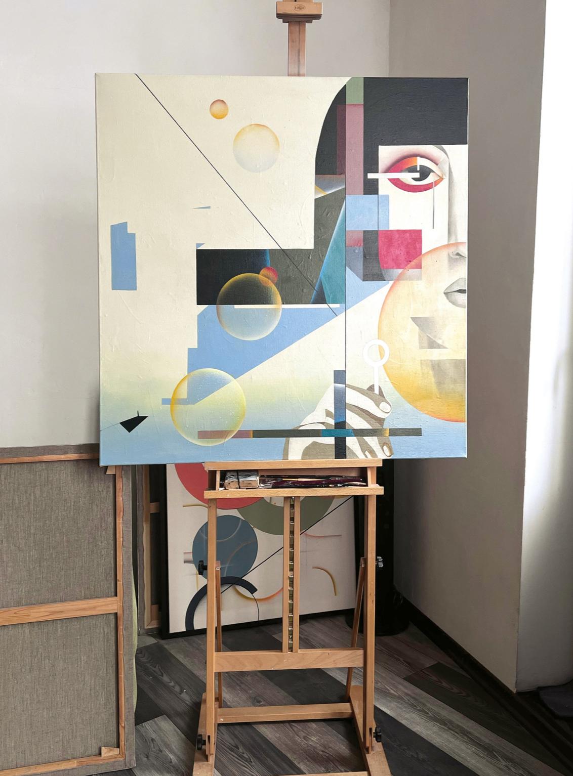Ieri c'era vento 100x100 cm, acrilico su tela in vendita 1