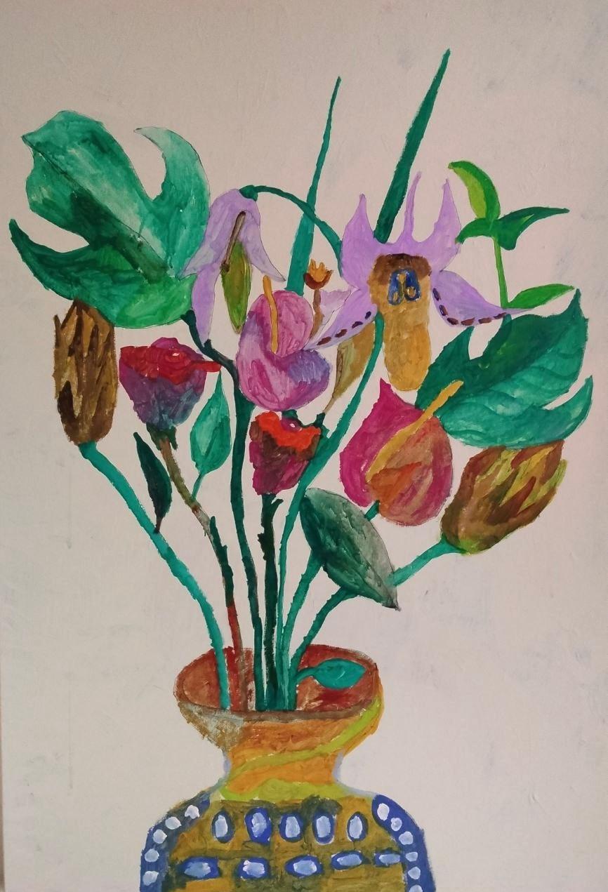 Flowers thirsty for rain, 100x70cm, oil on canvas