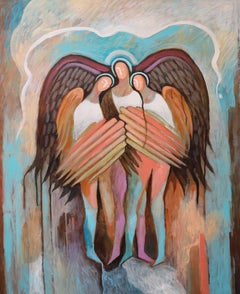 Drei Engel, 100x80cm, Acryl auf Leinwand
