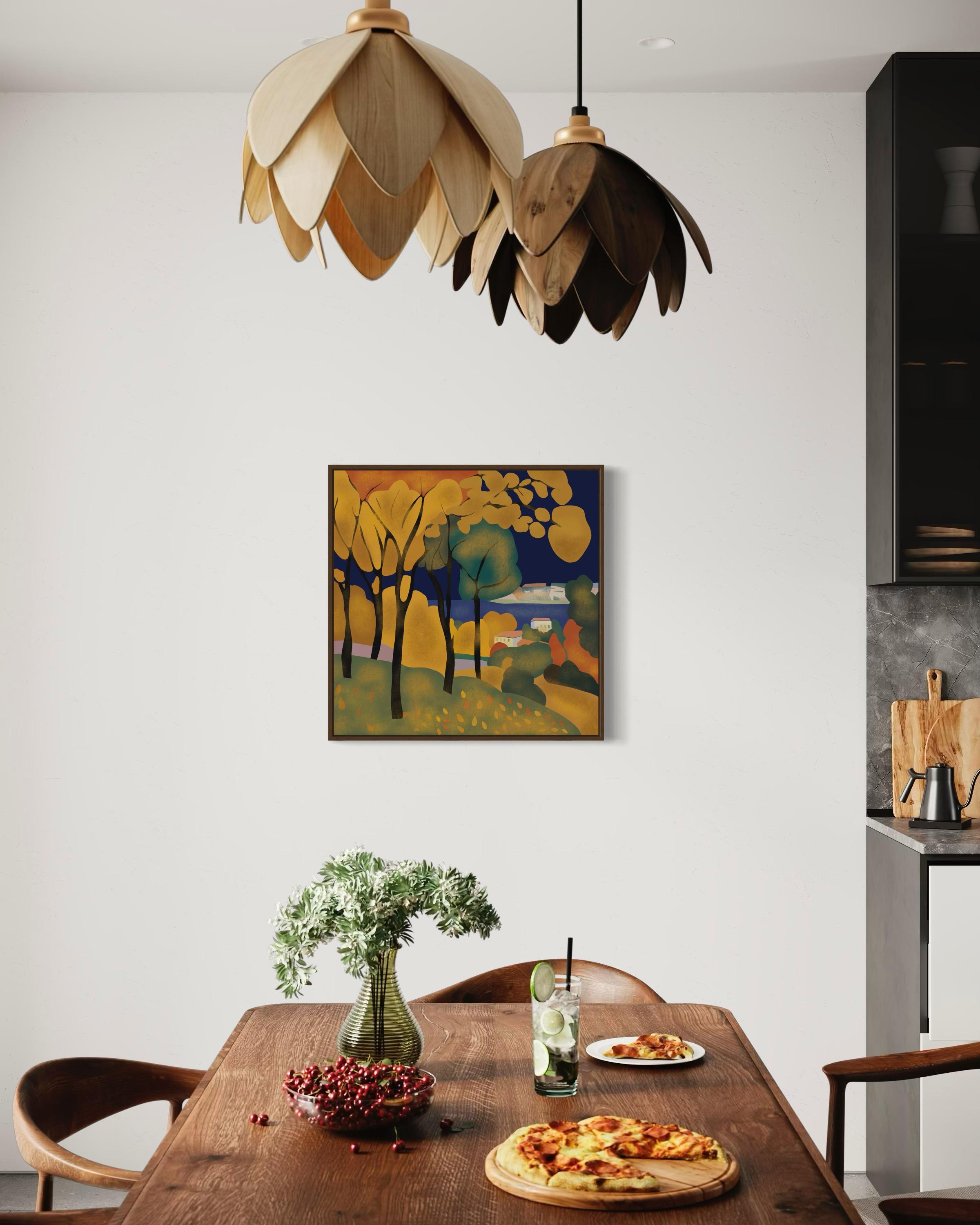 Autunno dorato, 70x70cm, stampa su tela. Edizione 20 pezzi. - Art Pop Art di Nina Tsoriti