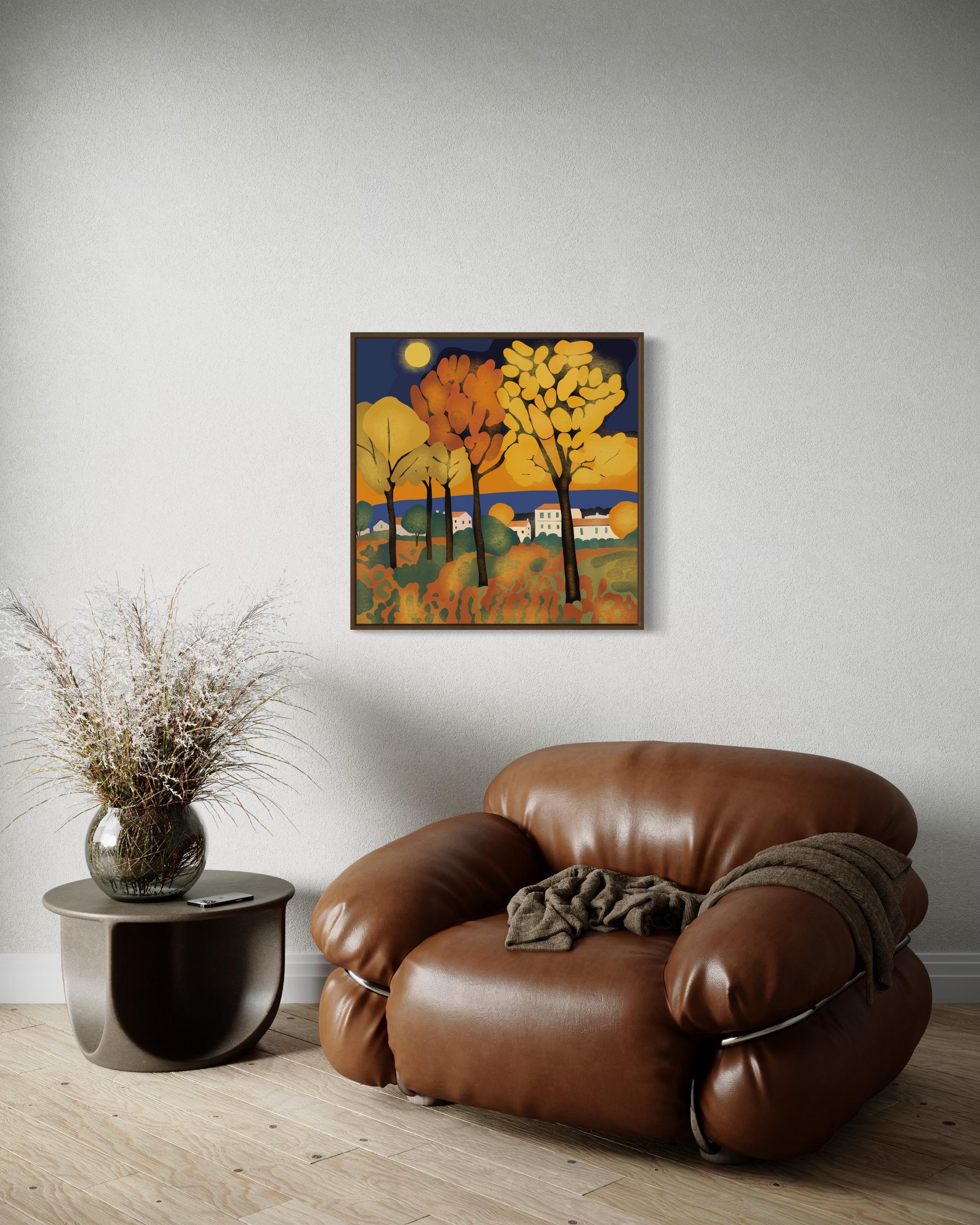 Otoño dorado , 70x70cm, impresión sobre lienzo.Edición 20 uds. - Print Arte pop de Nina Tsoriti