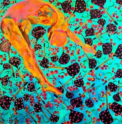 Khokhloma spoons, 120x120cm, Oil, Canvas, sand