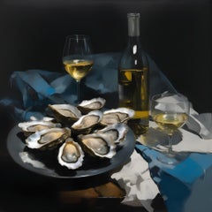 Bodegón con ostras, 80х80cm, impresión sobre lienzo.Edición de 20 piezas