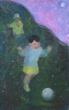 Serie "CAMPOS DE FRESAS", 120x75 cm, témpera/lienzo