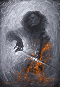 CELLIST, 100x70 cm, tempera/ paper