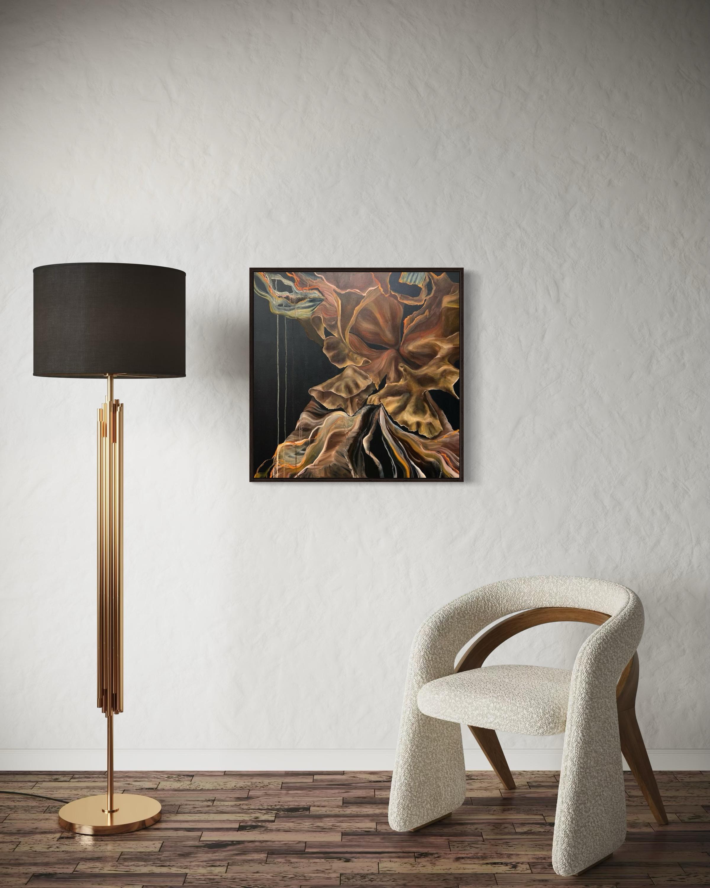 Orfèvre luxuriant, 70 x 70 cm, huile sur toile en vente 1
