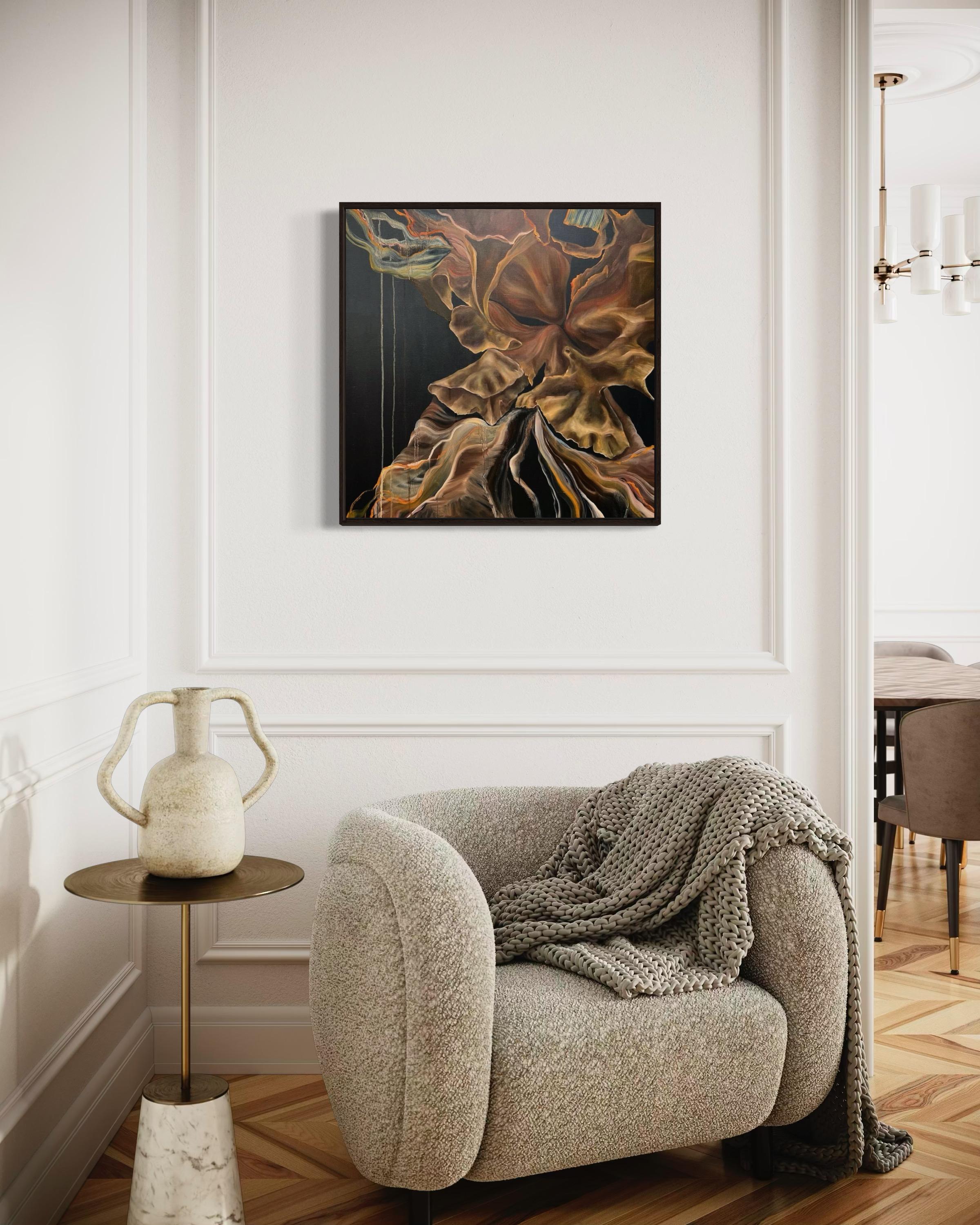 Orfèvre luxuriant, 70 x 70 cm, huile sur toile en vente 2