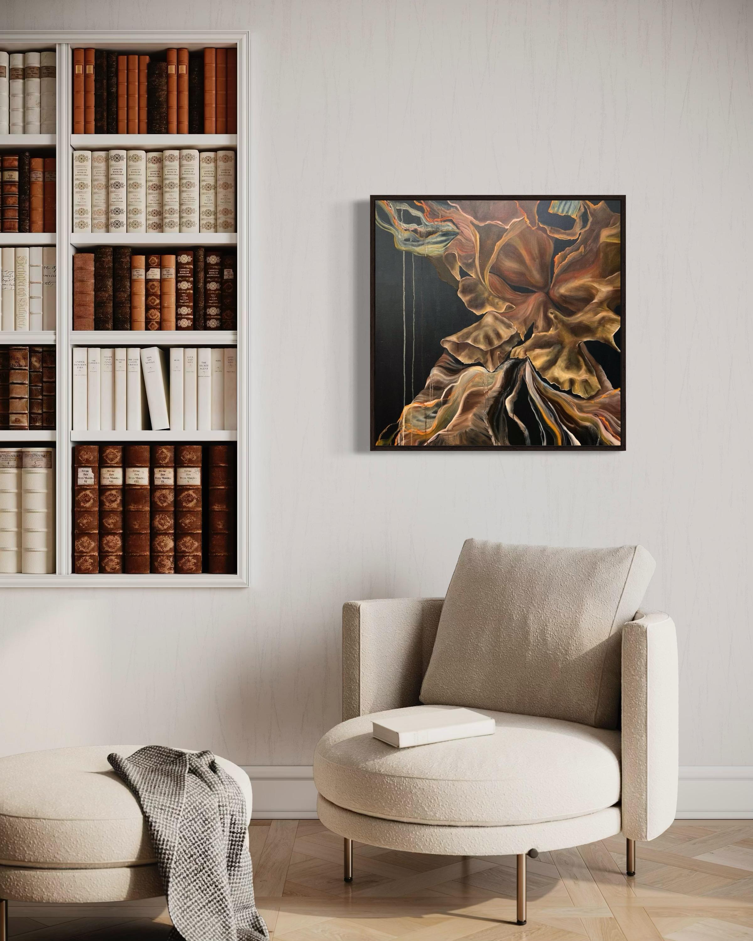 Orfèvre luxuriant, 70 x 70 cm, huile sur toile en vente 3
