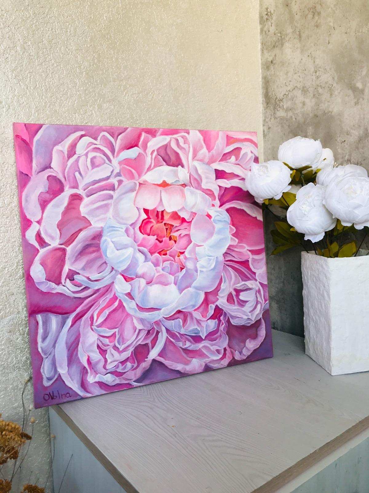 Petali che si schiudono, 50*50 cm, olio su tela in vendita 2