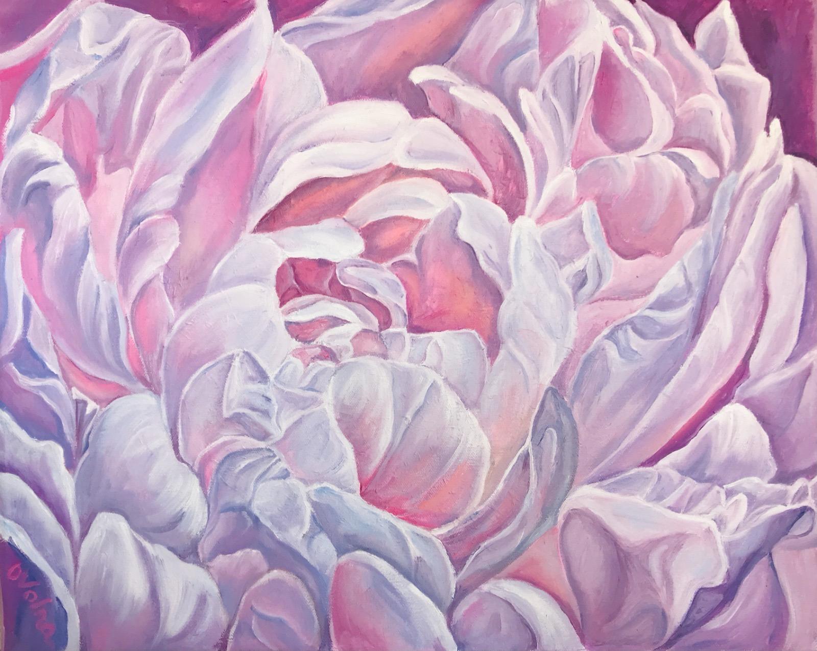 Petali rosa 40x50cm, olio su tela - Painting di Olga Volna