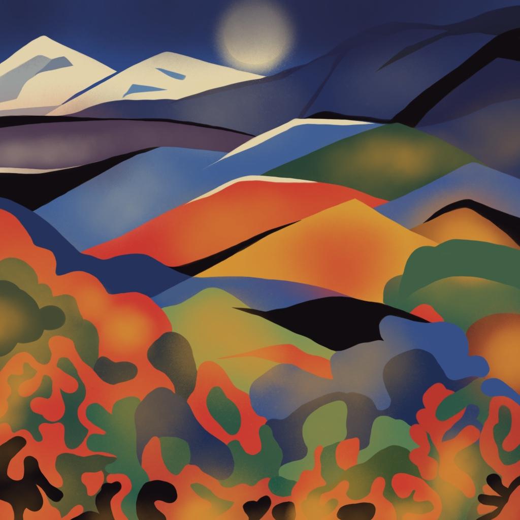 Still-Life Print de Nina Tsoriti - paisaje de montaña , 70x70cm, impresión sobre lienzo.Edición 20 uds.