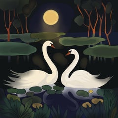 Amantes bajo la luna , 70x70cm, impresión sobre lienzo.Edición 20 uds.
