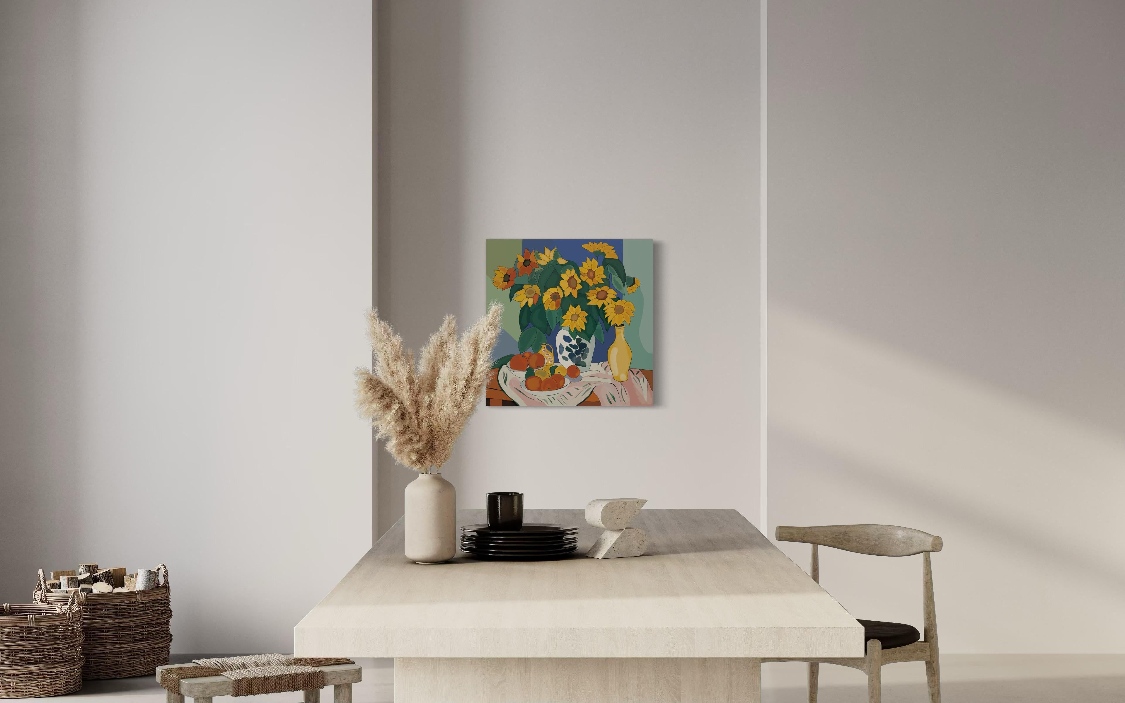 Nature morte aux tournesols, 70x70cm, impression sur toile, édition 20 pcs. en vente 1