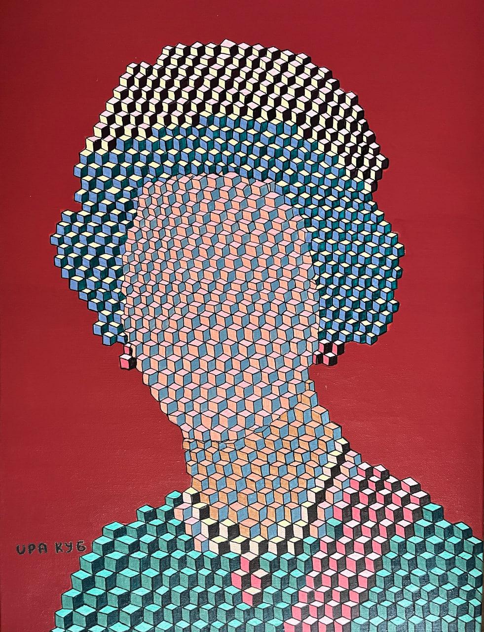 Elisabetta II, 80x60cm, acrilico su tela
