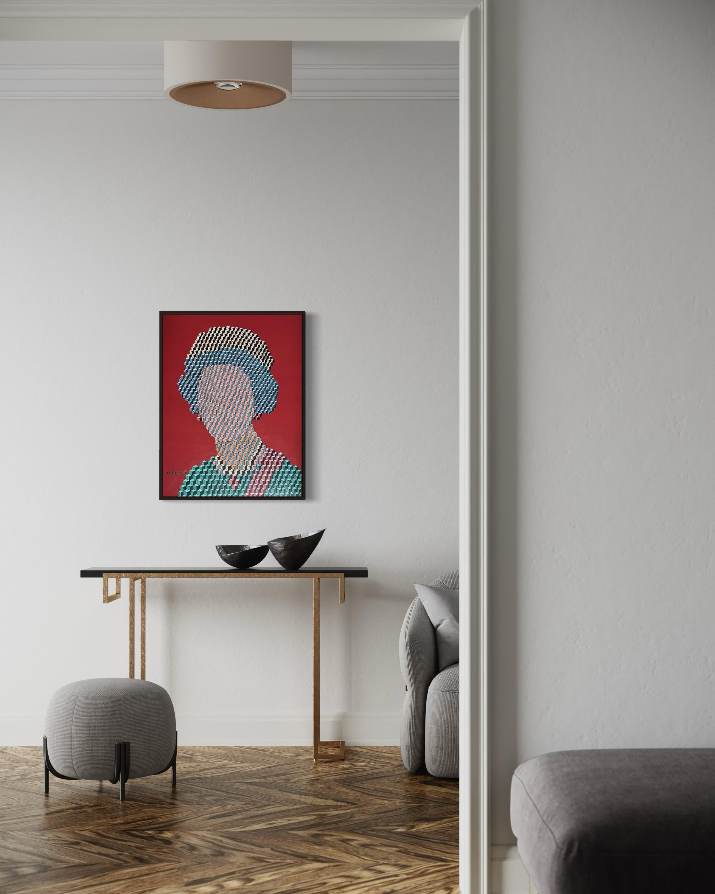 Elizabeth II., 80x60cm, Acryl auf Leinwand im Angebot 3