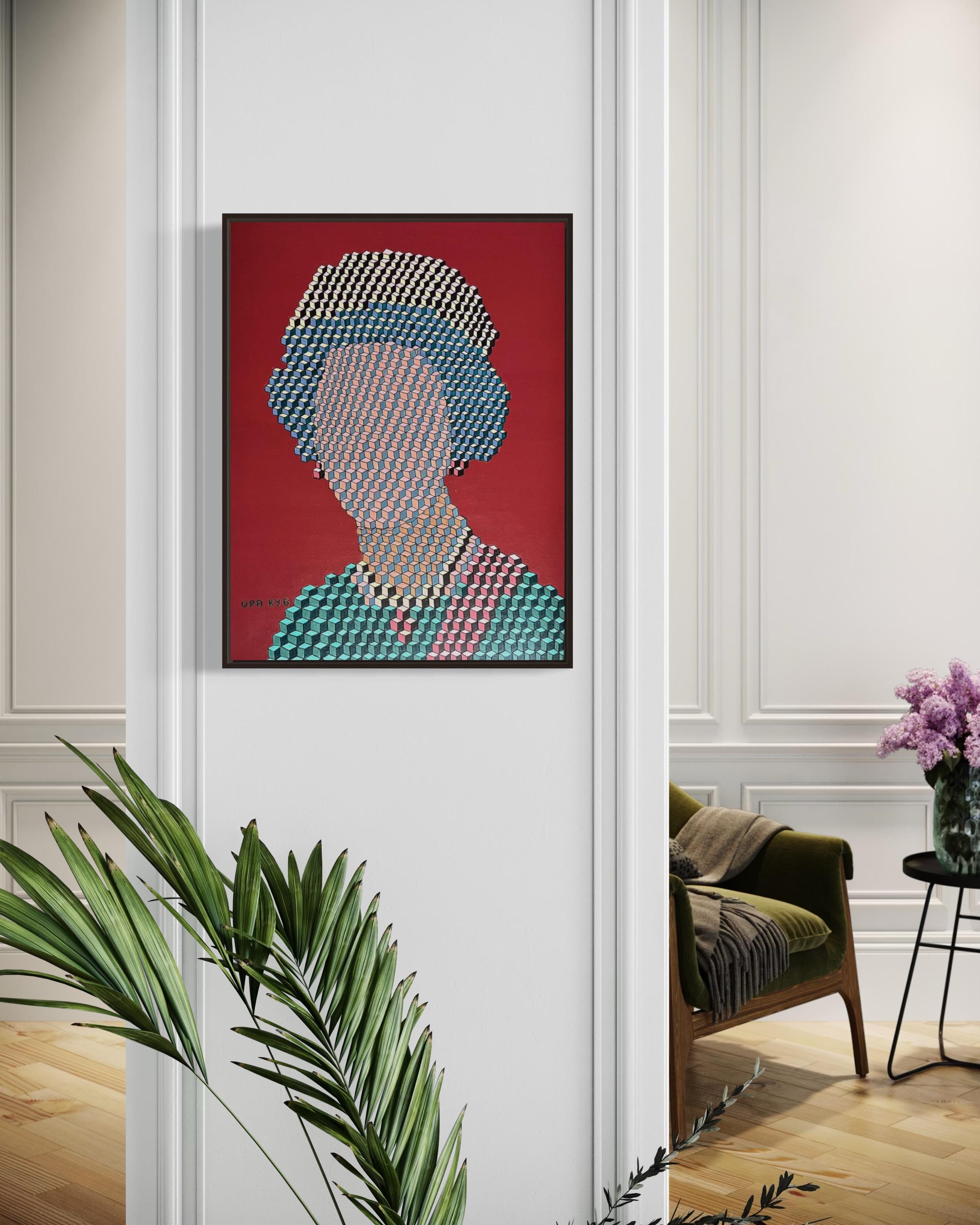 Elizabeth II., 80x60cm, Acryl auf Leinwand im Angebot 7