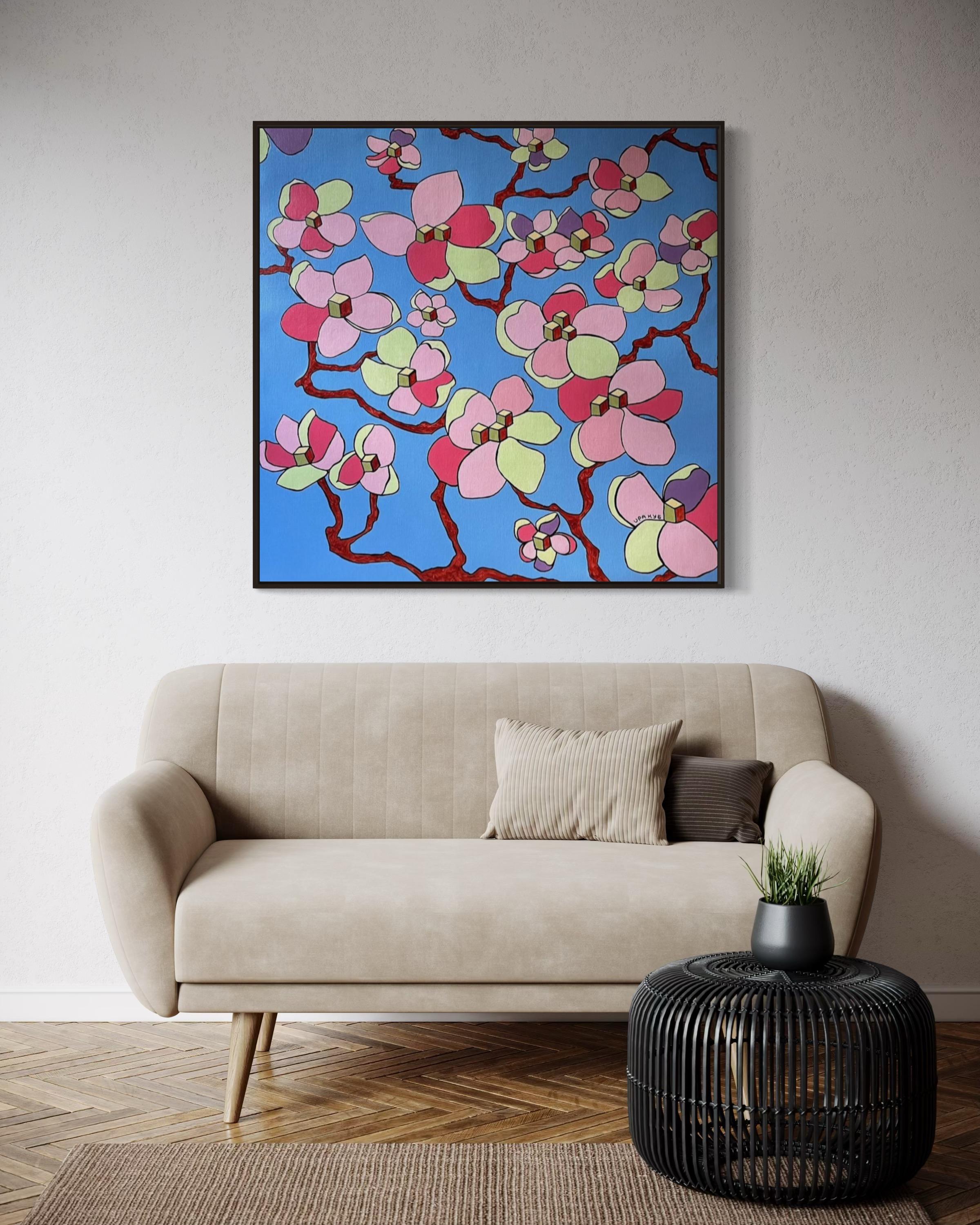 Apfelblüte, 100x100cm, Acryl auf Leinwand (Zeitgenössisch), Painting, von Ira Kub
