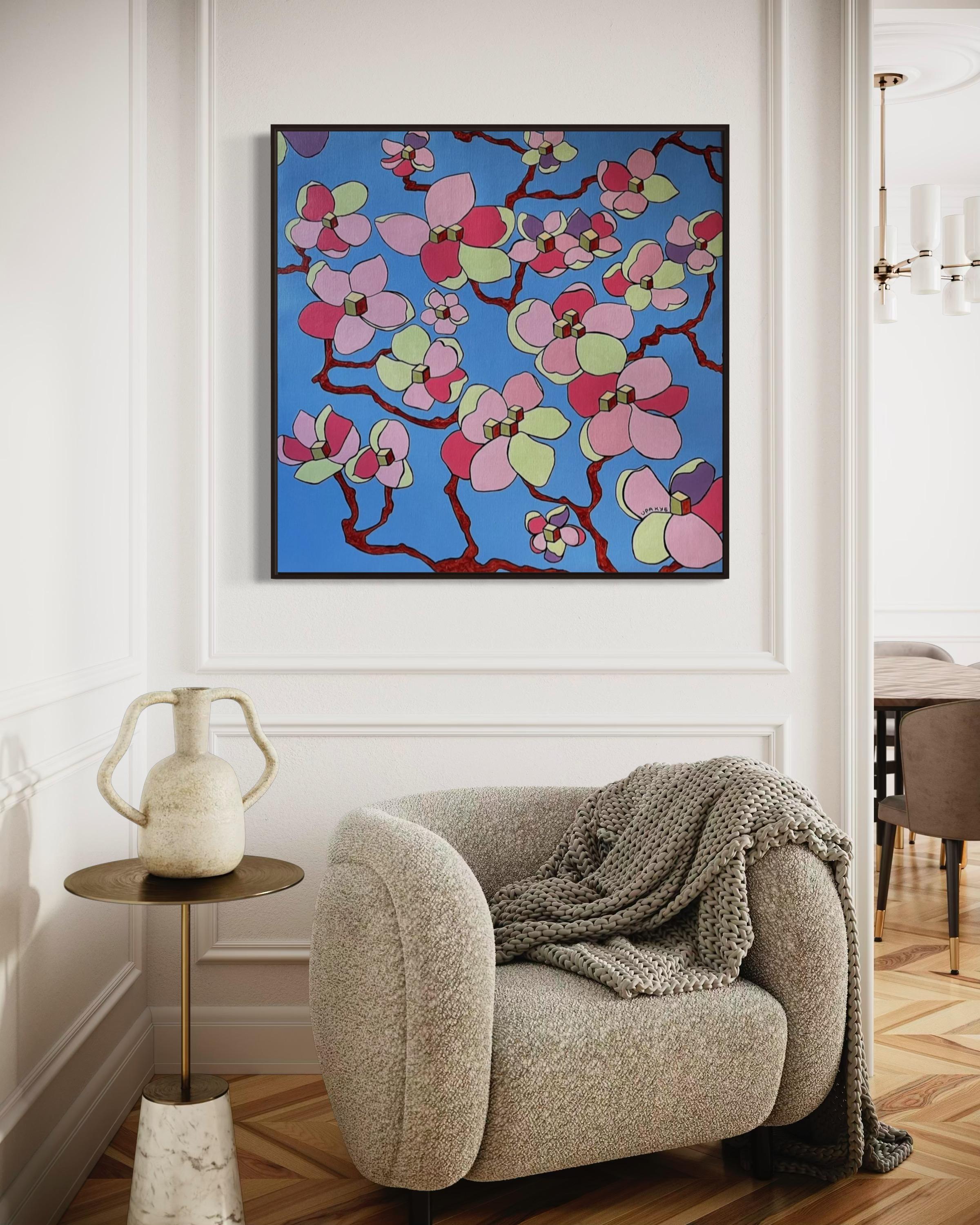 Apfelblüte, 100x100cm, Acryl auf Leinwand im Angebot 1