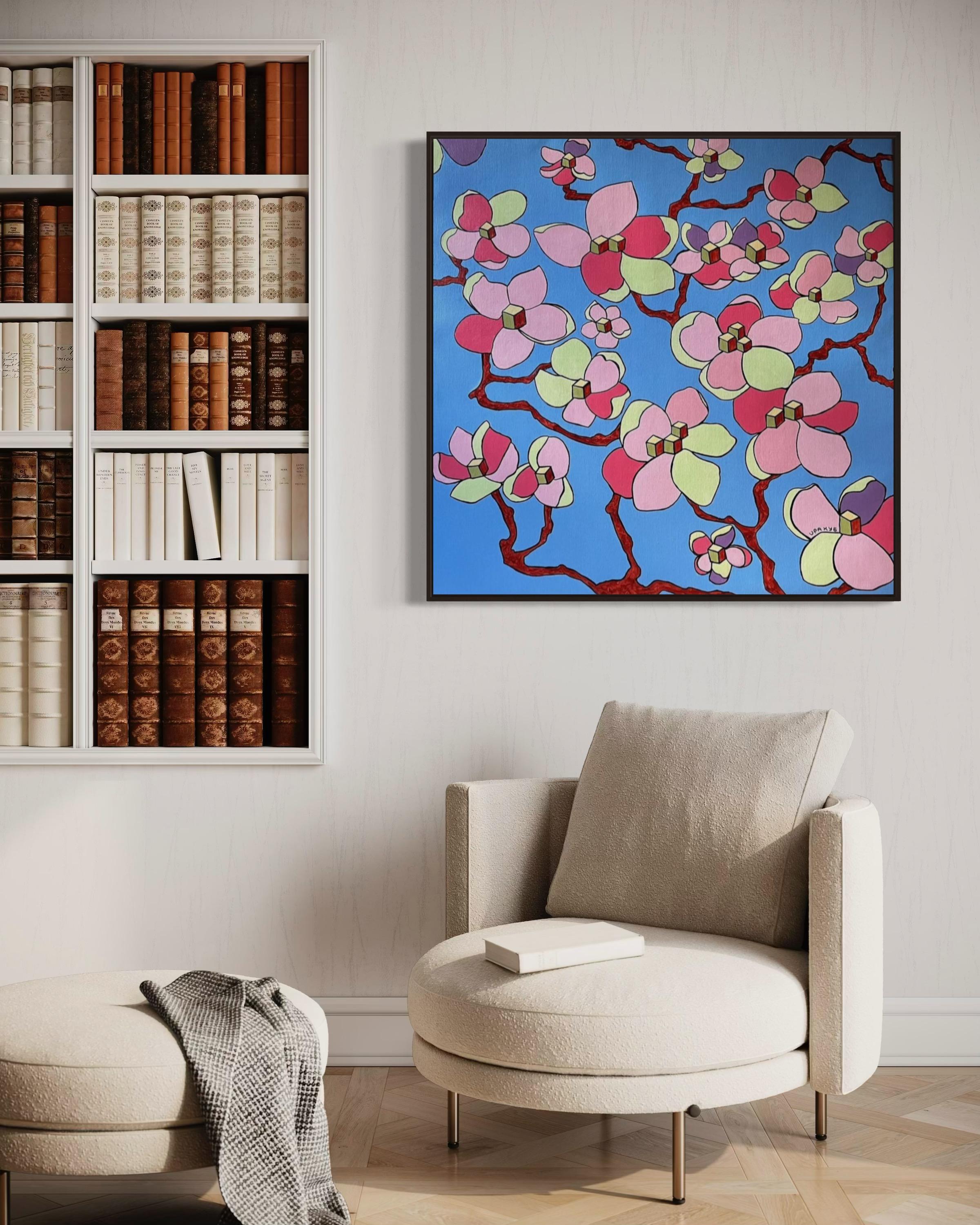 Apfelblüte, 100x100cm, Acryl auf Leinwand im Angebot 2