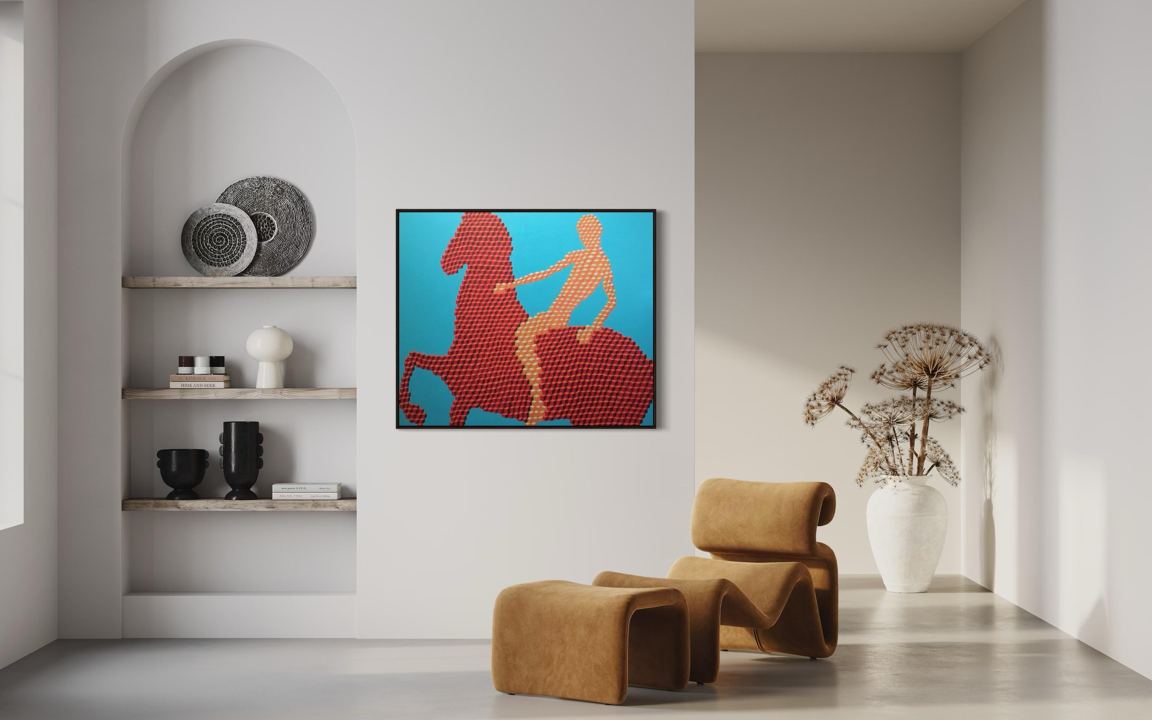Bathing the red horse, 100x120cm, acrylic on canvas - Painting by Ira Kub