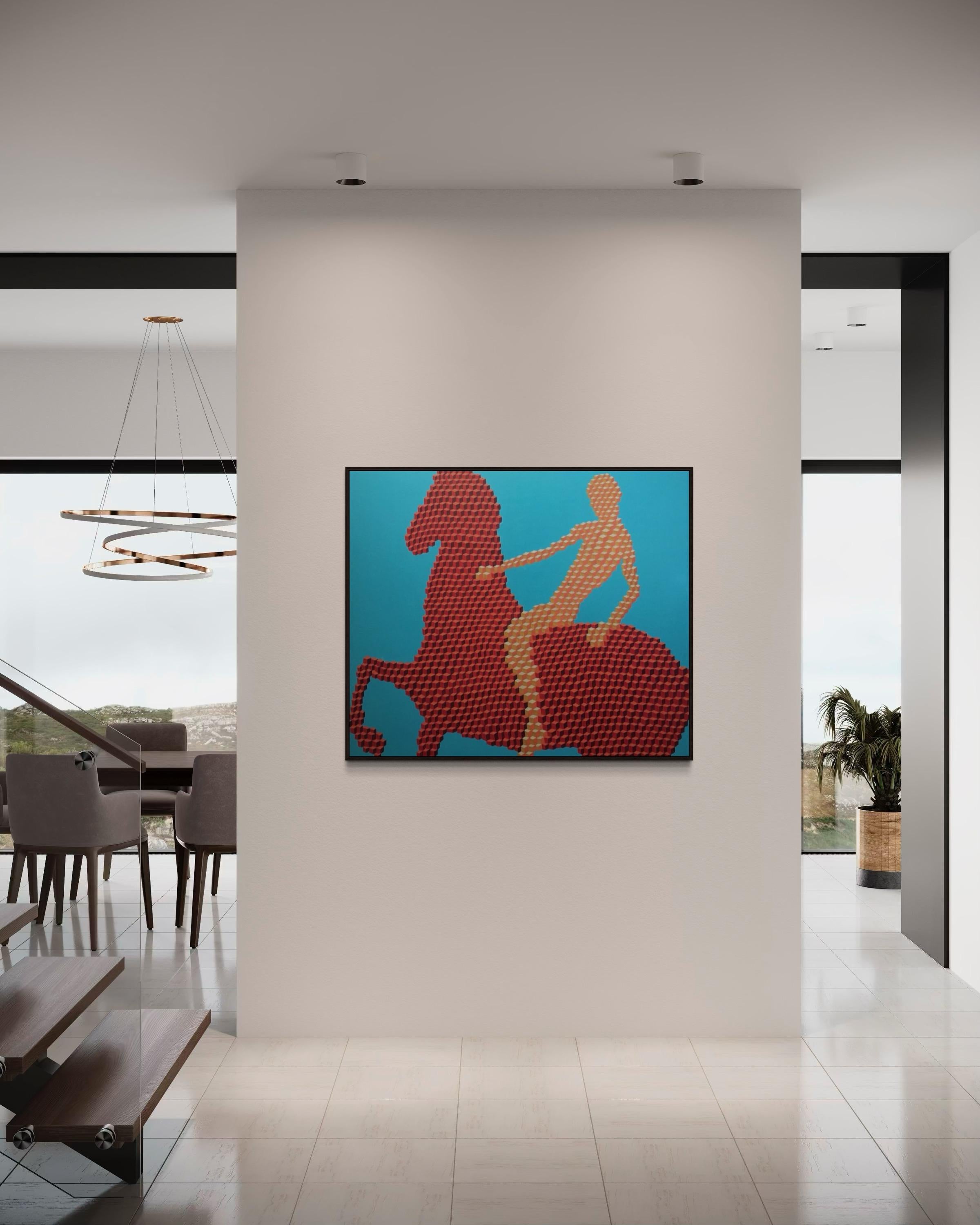 Bathing the red horse, 100x120cm, acrylic on canvas - Contemporary Painting by Ira Kub