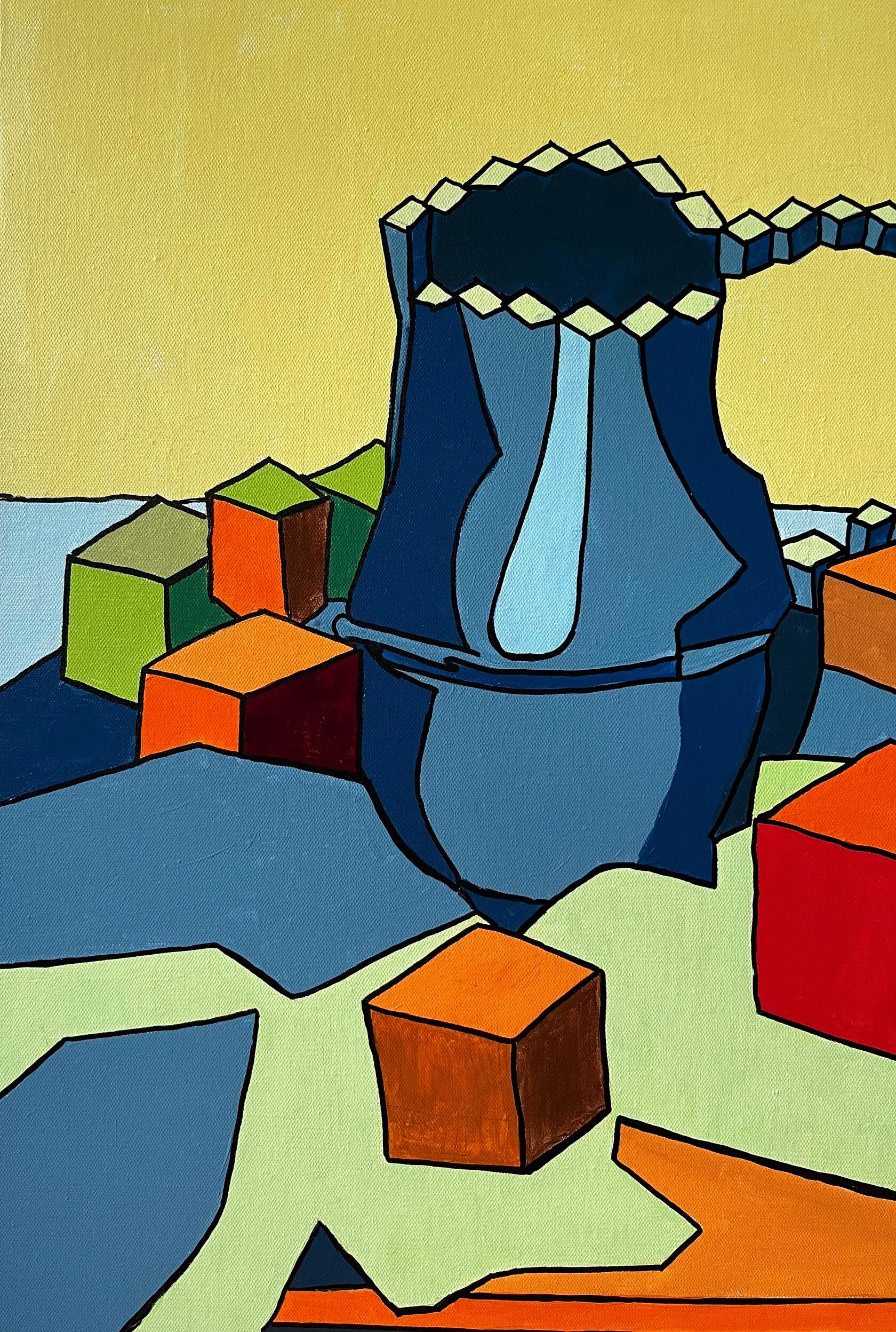 Melocotones y jarra, 80x100cm, acrílico sobre lienzo - Painting de Ira Kub