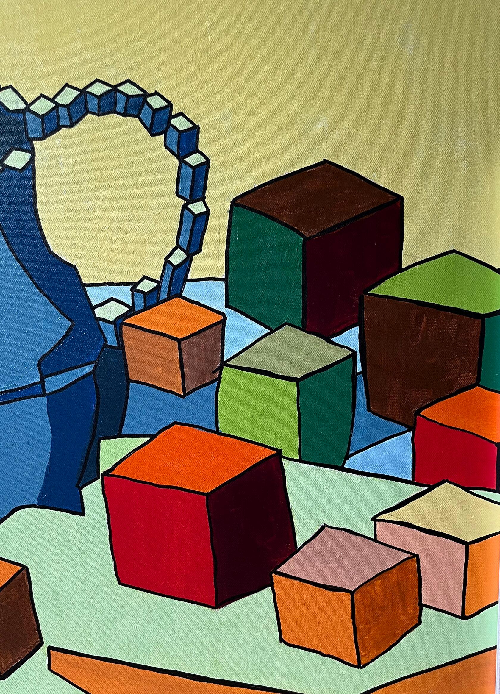 Melocotones y jarra, 80x100cm, acrílico sobre lienzo - Painting Contemporáneo de Ira Kub