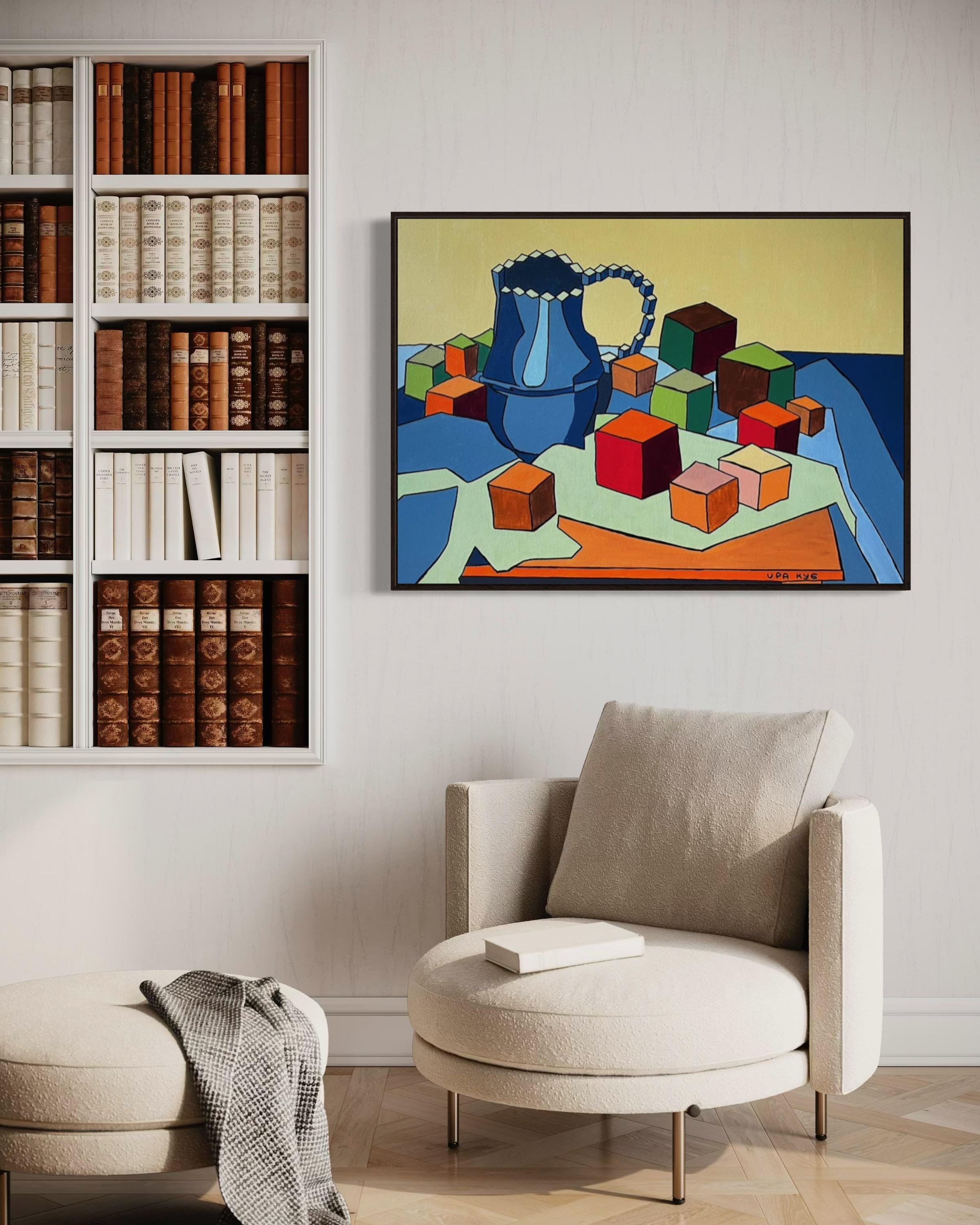 Melocotones y jarra, 80x100cm, acrílico sobre lienzo en venta 5