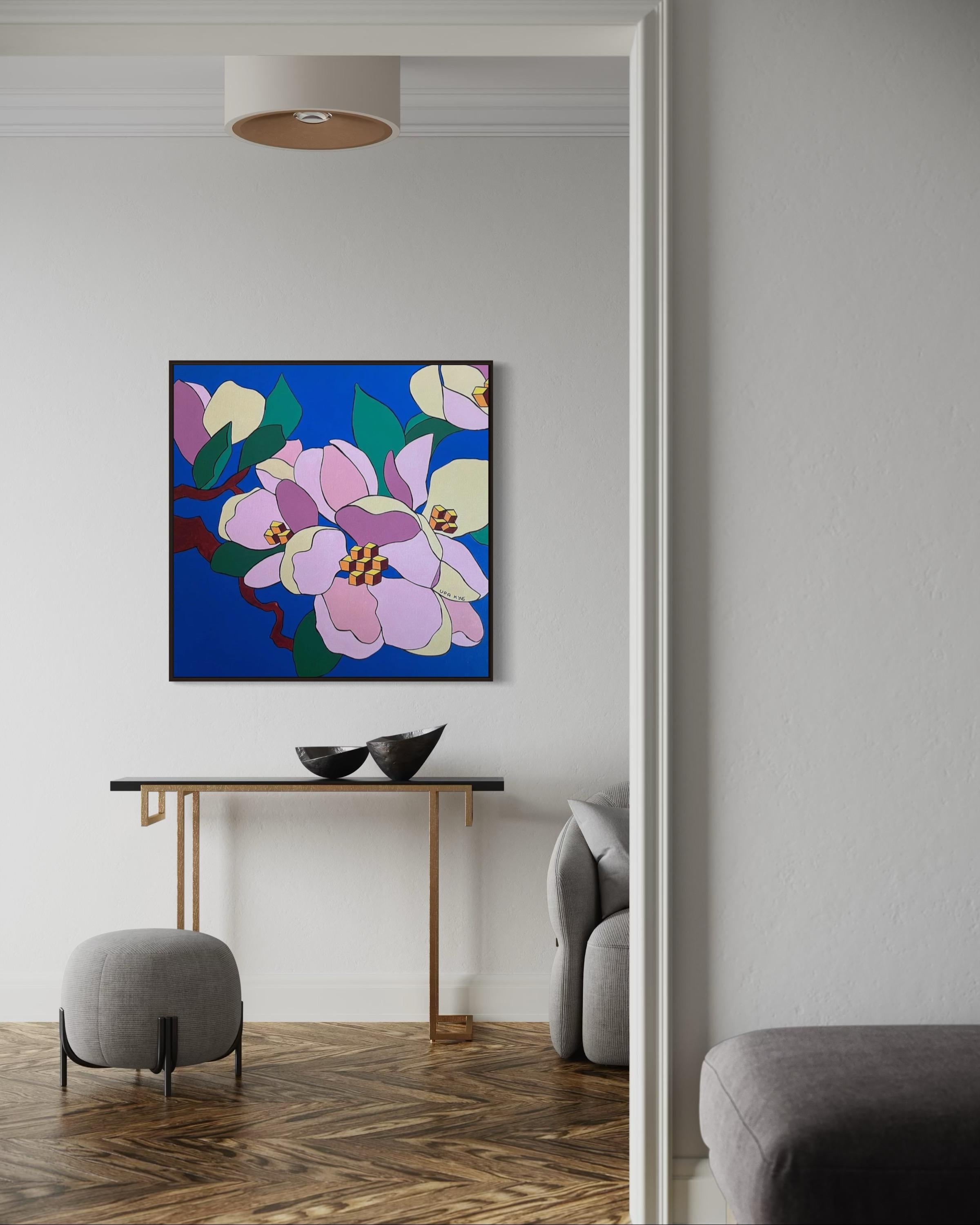 Apfelblüte, 100x100cm, Acryl auf Leinwand – Painting von Ira Kub