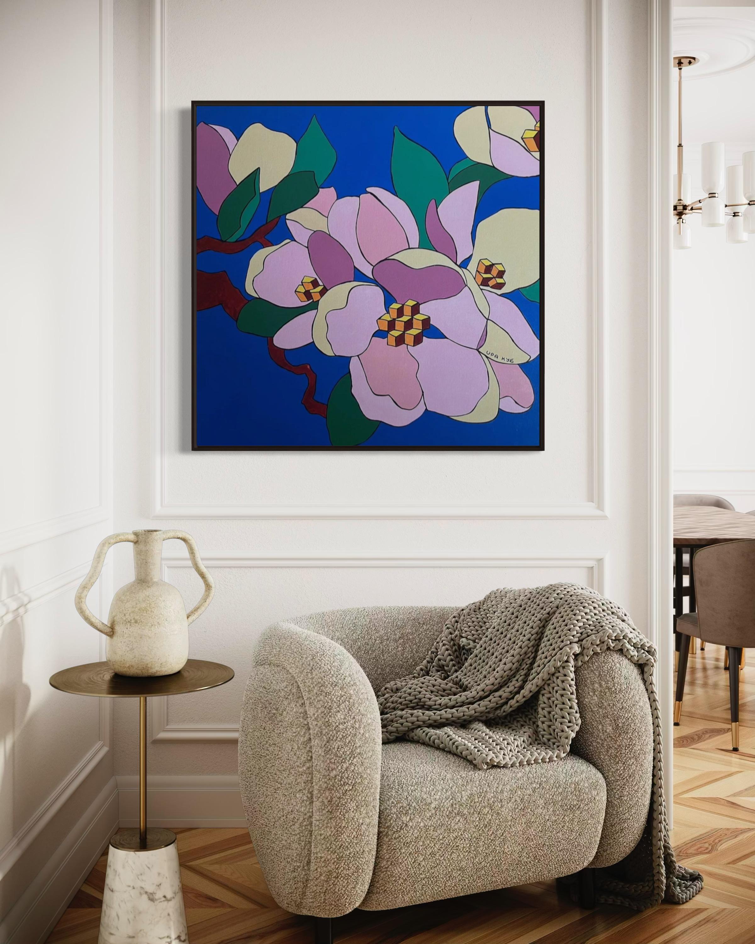 Apple blossom, 100x100 cm