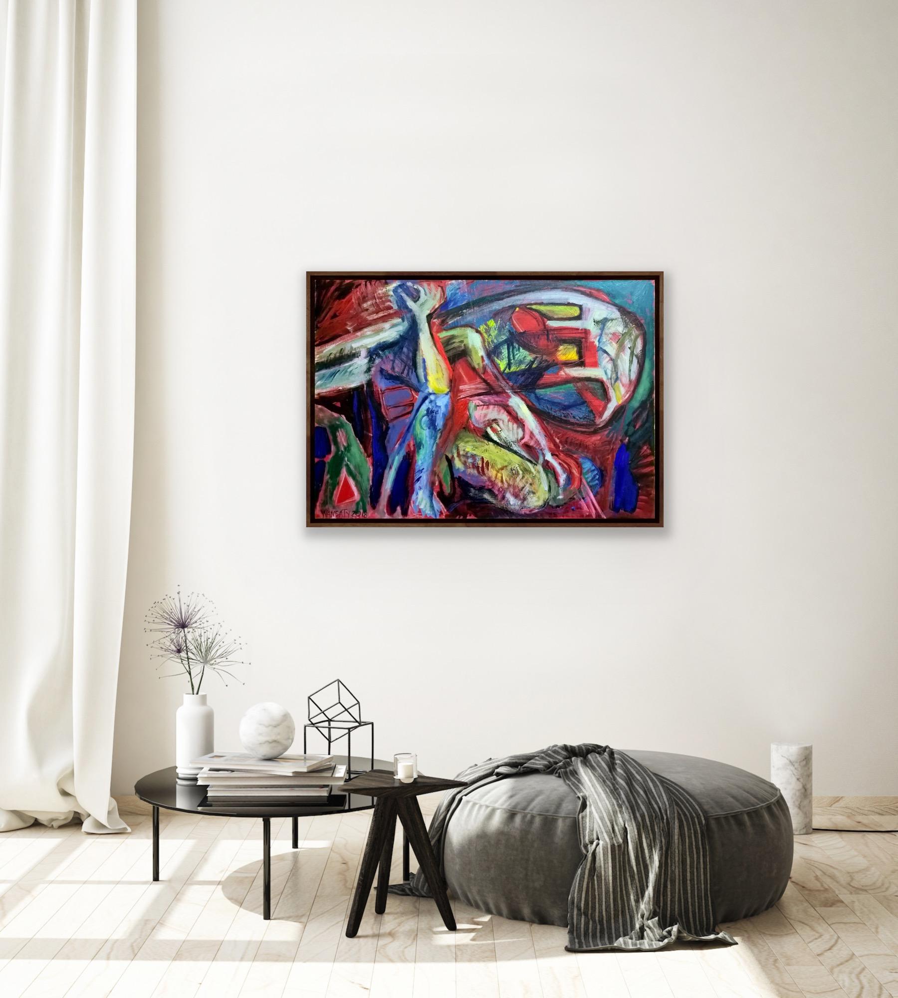 Dialogue, 70x100cm, Acryl, Öl, Leinwand im Angebot 3