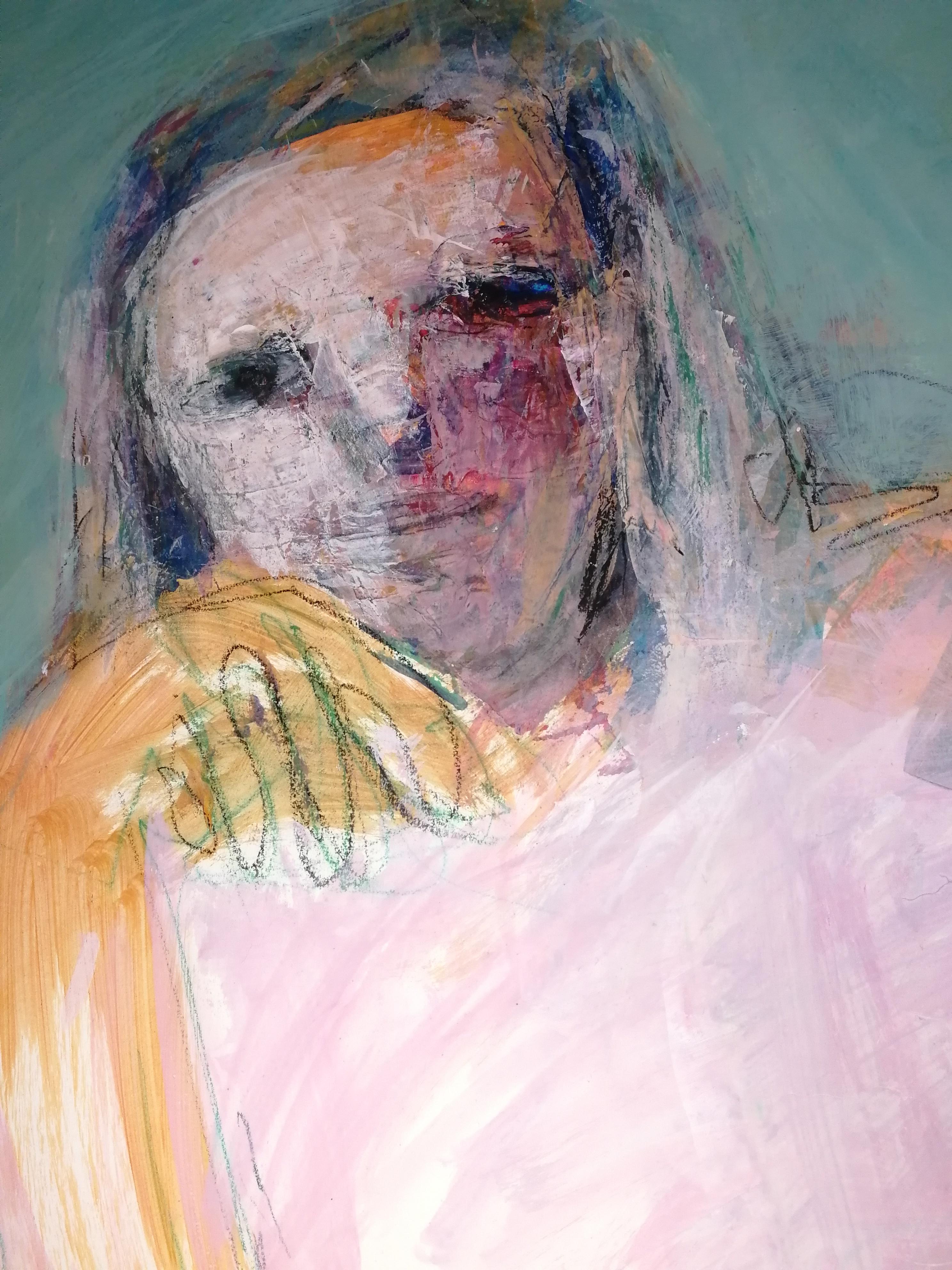 Attesa, 2021, 78x54 cm, acrilico, carta - Painting Astratto di Elena Naushirvanova 
