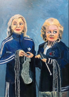 Youth 2, 60x40 cm, oil on canvas, Knitted parts