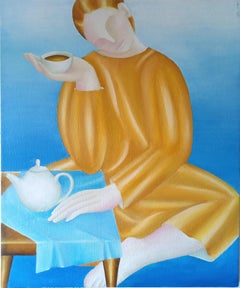 With tea, 60x50cm, oil on canvas