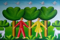 Passeggiata nella natura, 60x90cm, olio su tela