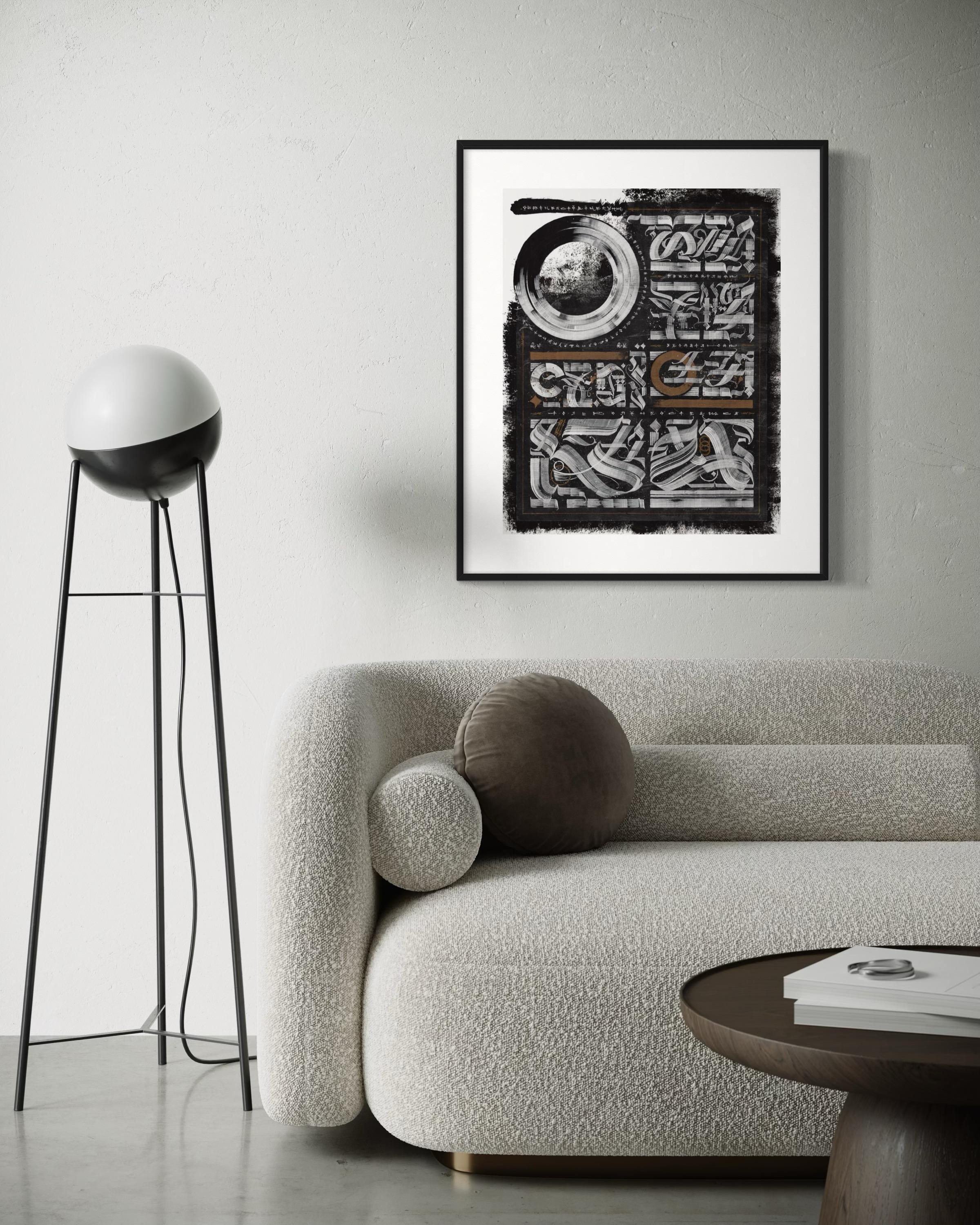 Back side of moon, 61x48cm, acrilico/inchiostro/carta in vendita 2