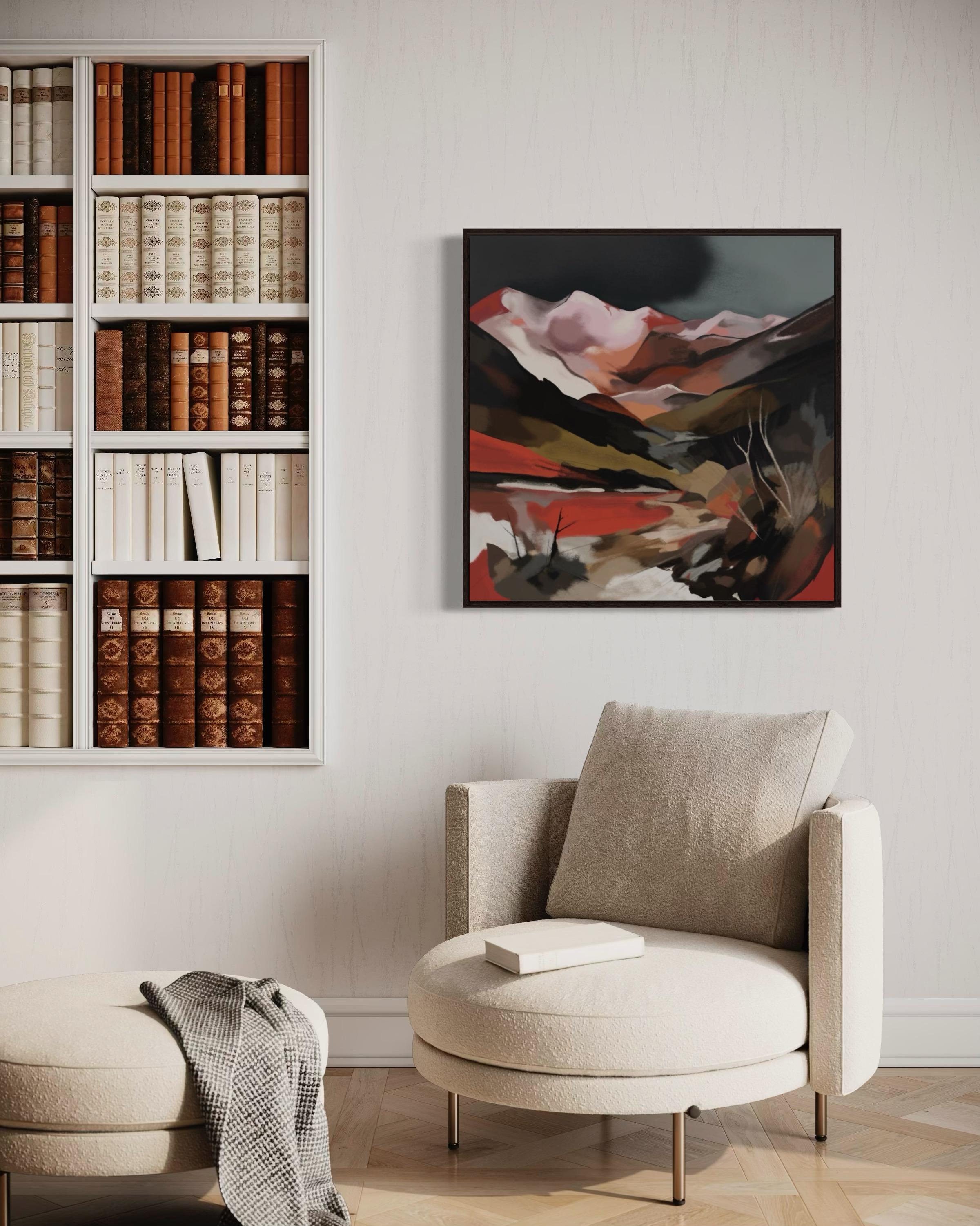 Sonnenuntergang in den Bergen, 80x80cm, Druck auf Leinwand, Auflage: 20 Stück (Abstrakter Expressionismus), Art, von Peter Simakov
