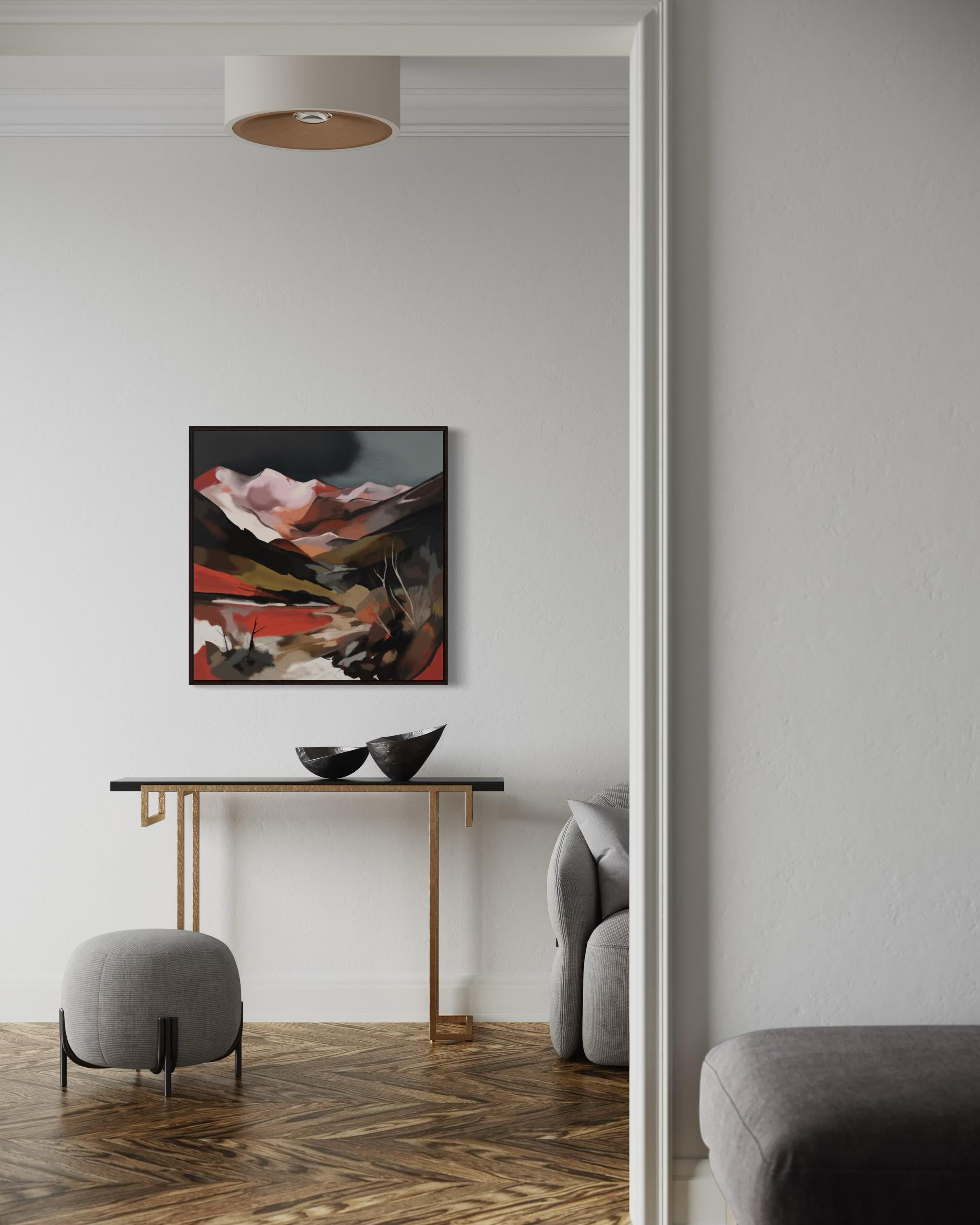 Sonnenuntergang in den Bergen, 80x80cm, Druck auf Leinwand, Auflage: 20 Stück im Angebot 1