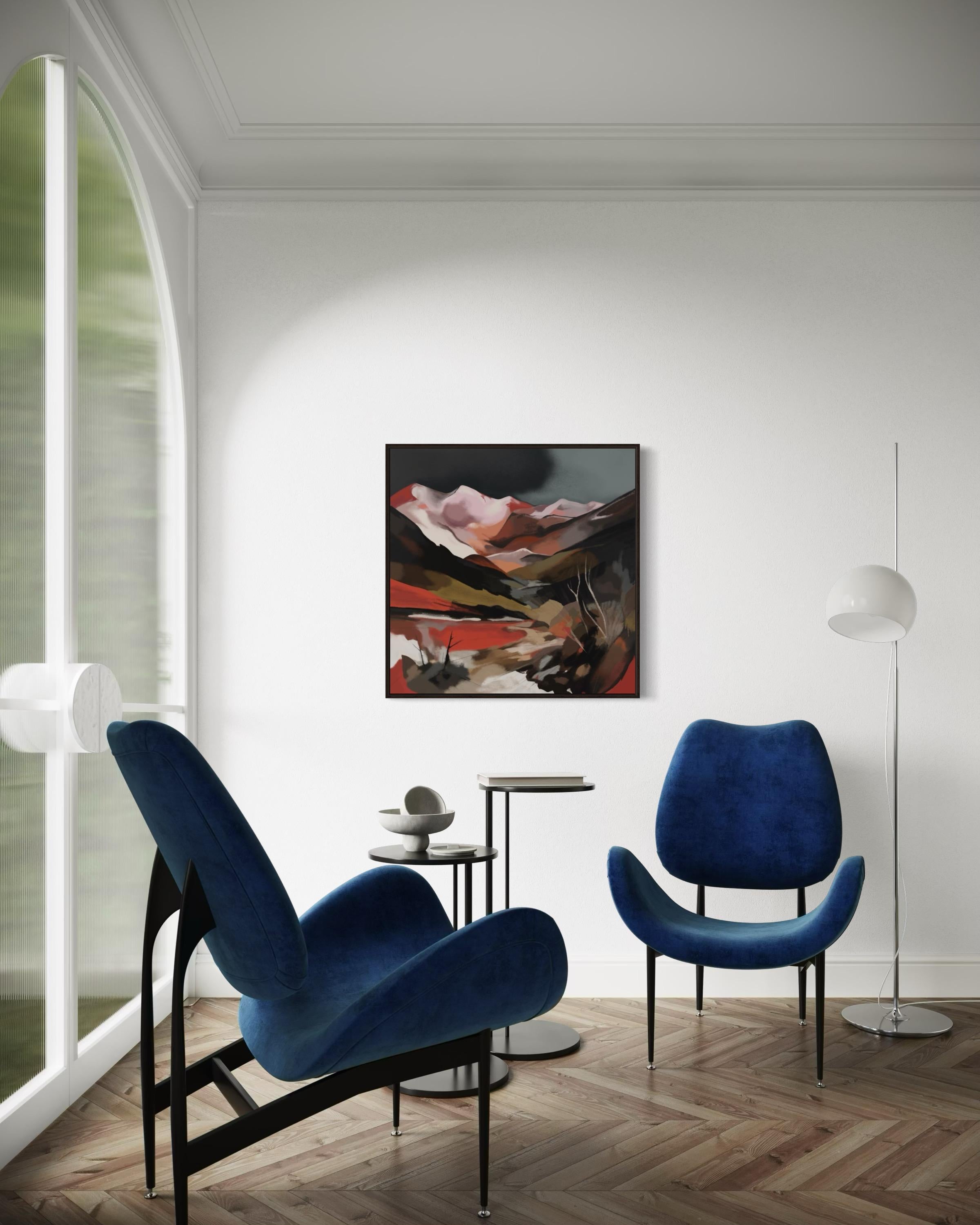 Sonnenuntergang in den Bergen, 80x80cm, Druck auf Leinwand, Auflage: 20 Stück im Angebot 3