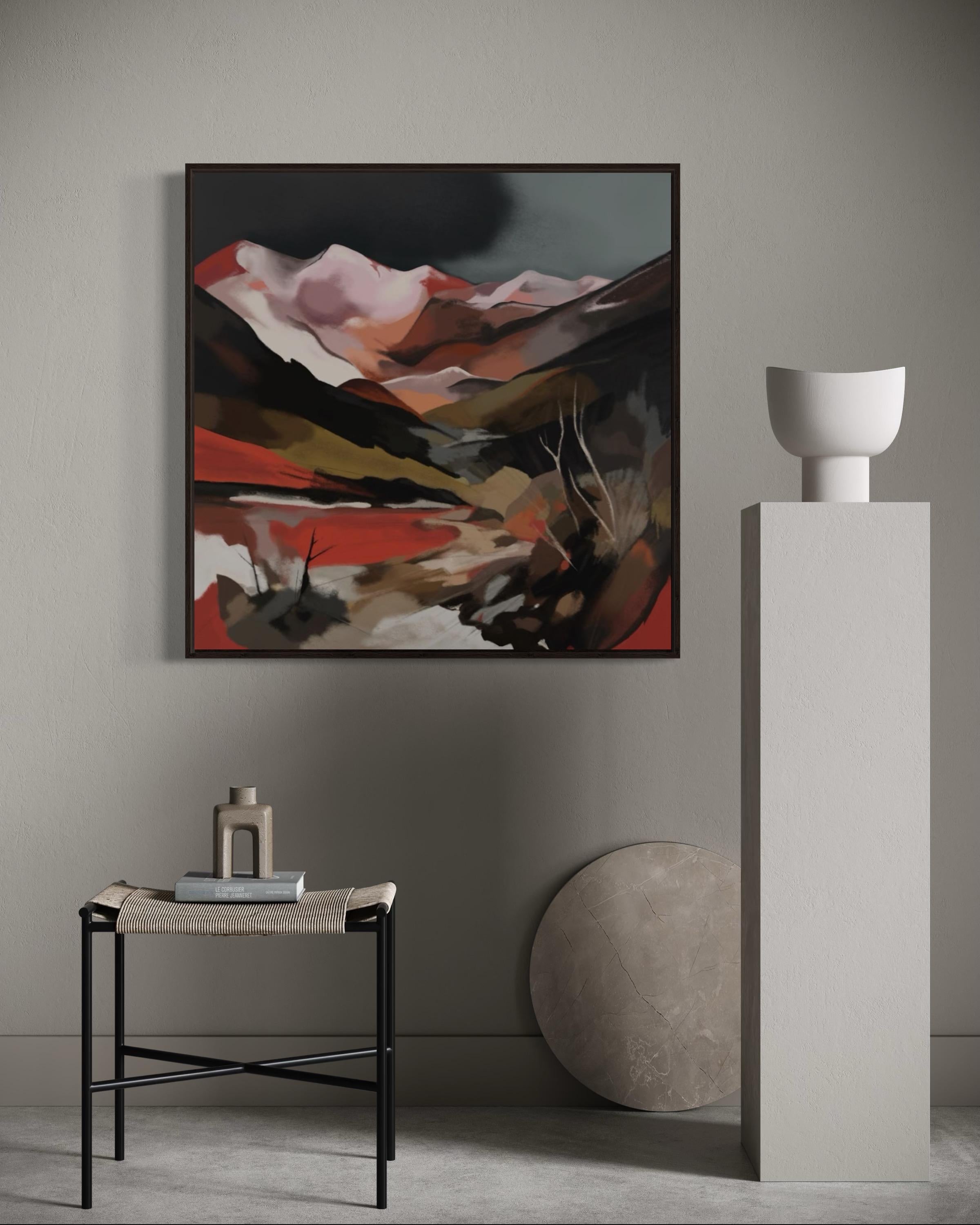 Sonnenuntergang in den Bergen, 80x80cm, Druck auf Leinwand, Auflage: 20 Stück im Angebot 4