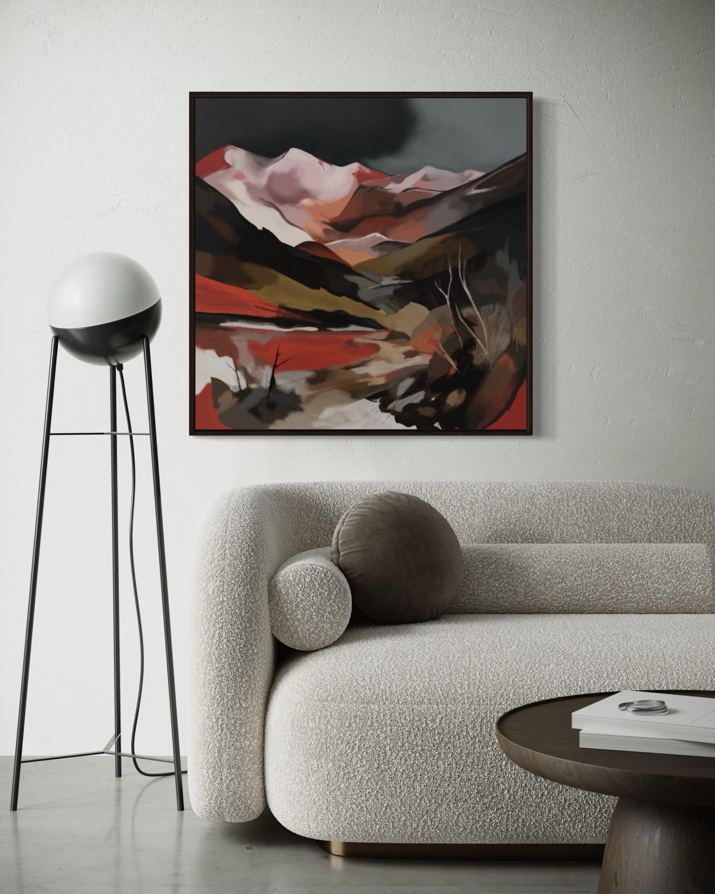 Sonnenuntergang in den Bergen, 80x80cm, Druck auf Leinwand, Auflage: 20 Stück im Angebot 5