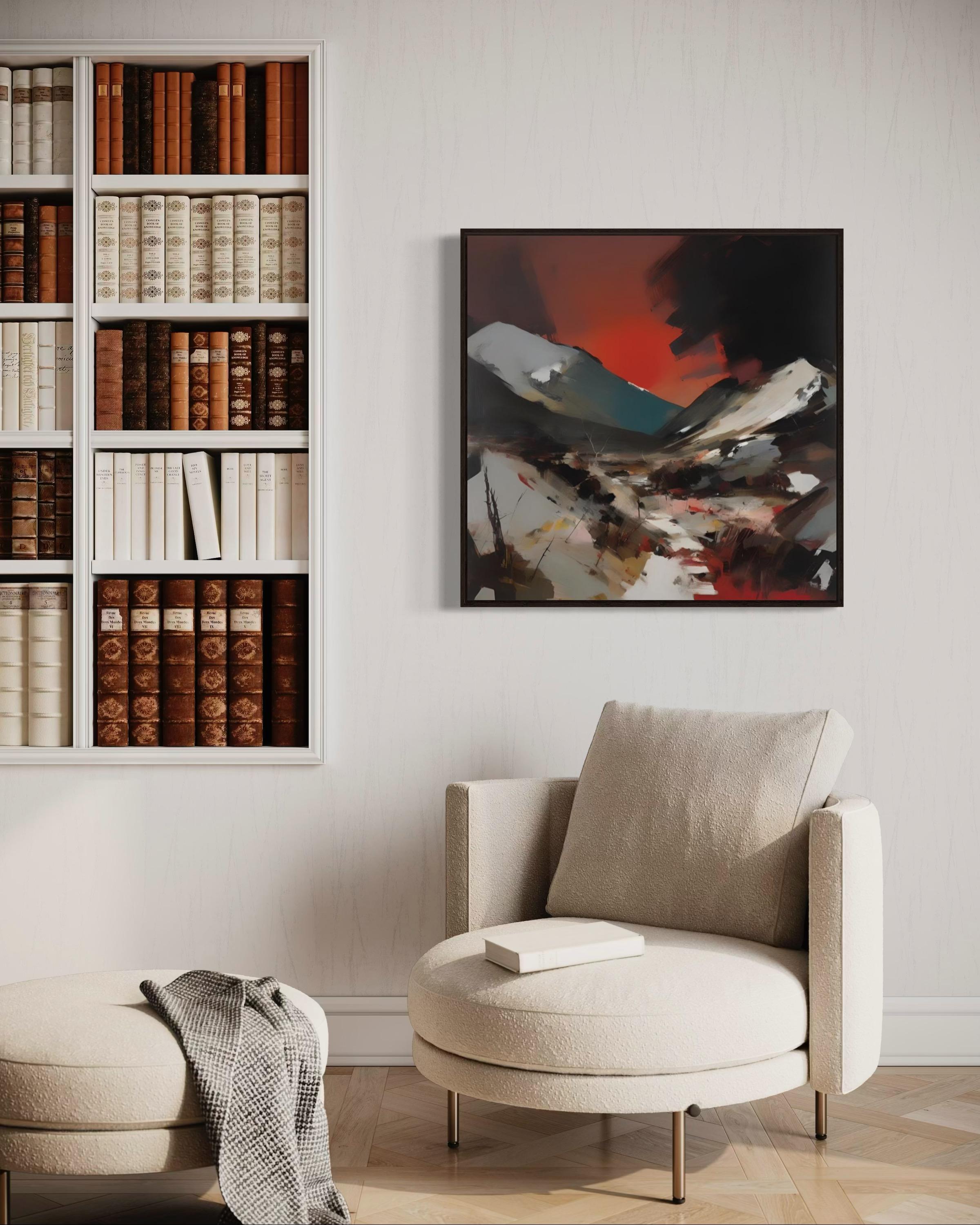 Sonnenuntergang in den Bergen, 80x80cm, Druck auf Leinwand, Auflage: 20 Stück (Abstrakter Expressionismus), Art, von Peter Simakov