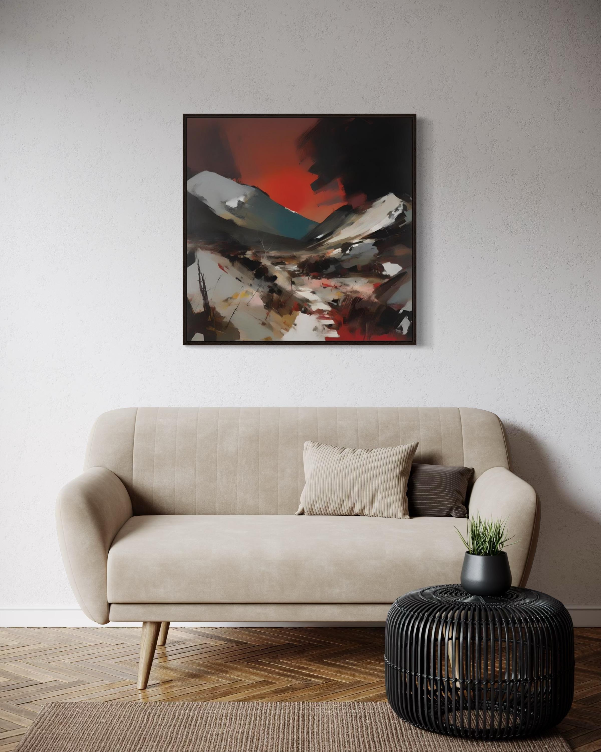 Sonnenuntergang in den Bergen, 80x80cm, Druck auf Leinwand, Auflage: 20 Stück im Angebot 2
