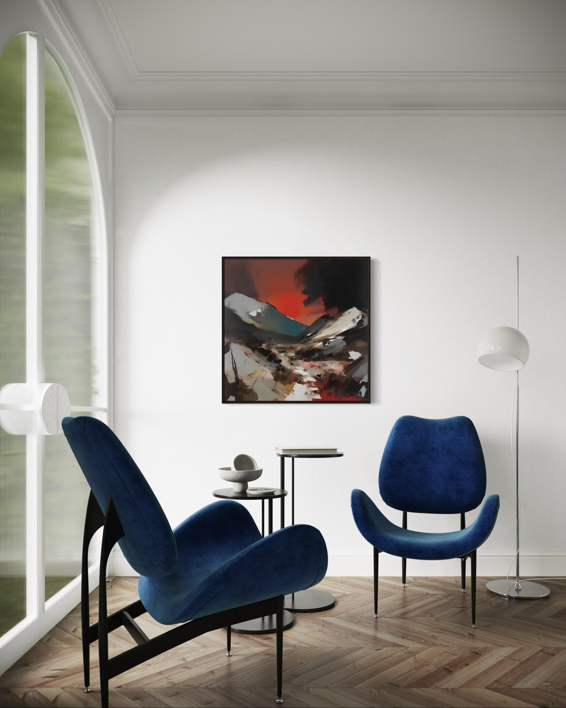 Sonnenuntergang in den Bergen, 80x80cm, Druck auf Leinwand, Auflage: 20 Stück im Angebot 3
