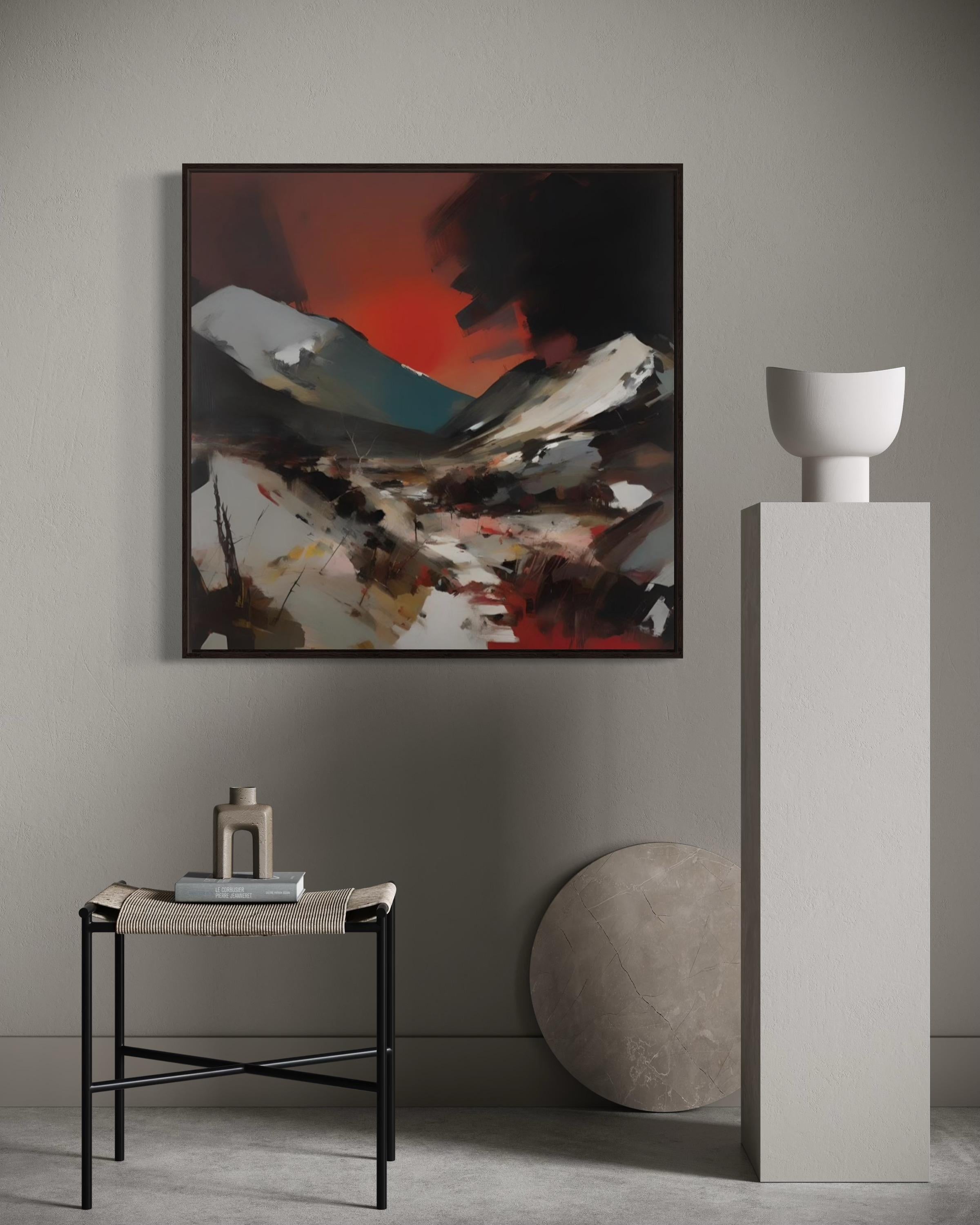 Sonnenuntergang in den Bergen, 80x80cm, Druck auf Leinwand, Auflage: 20 Stück im Angebot 4
