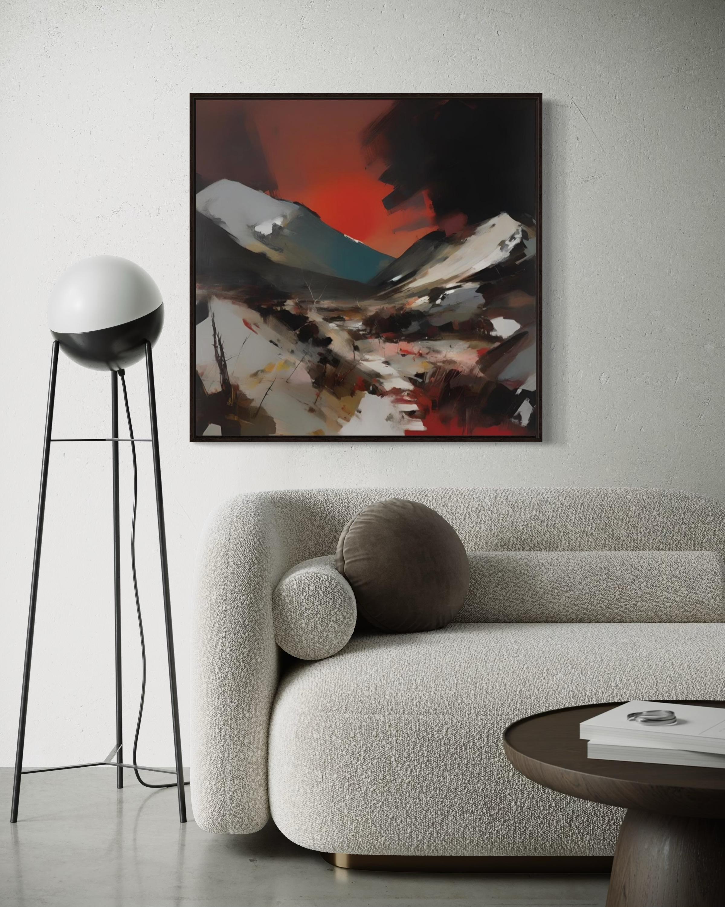 Sonnenuntergang in den Bergen, 80x80cm, Druck auf Leinwand, Auflage: 20 Stück im Angebot 5