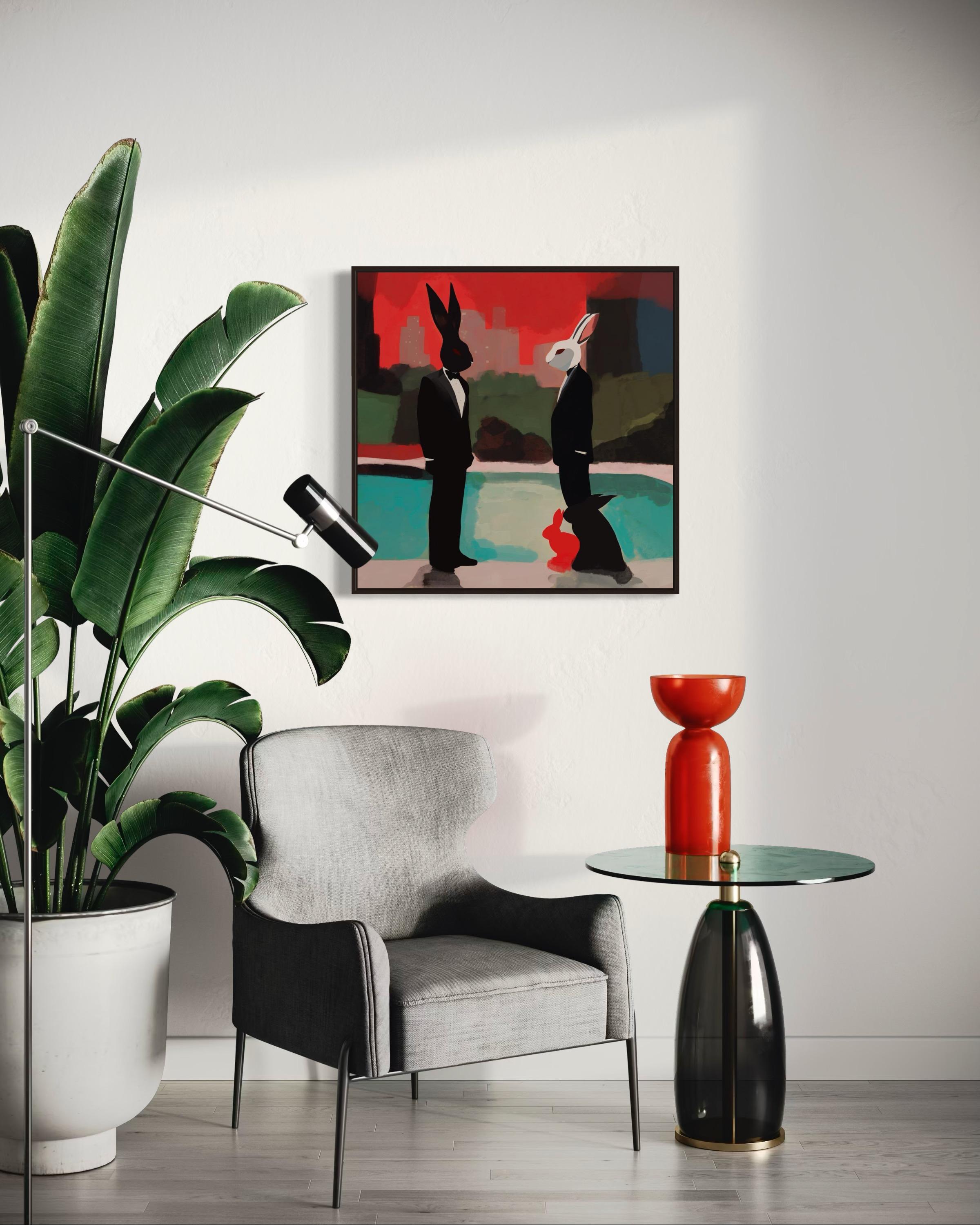 ¿Qué máscara llevas? 80x80cm, impresión sobre lienzo.Edición de 20 piezas - Art Expresionismo abstracto de Peter Simakov