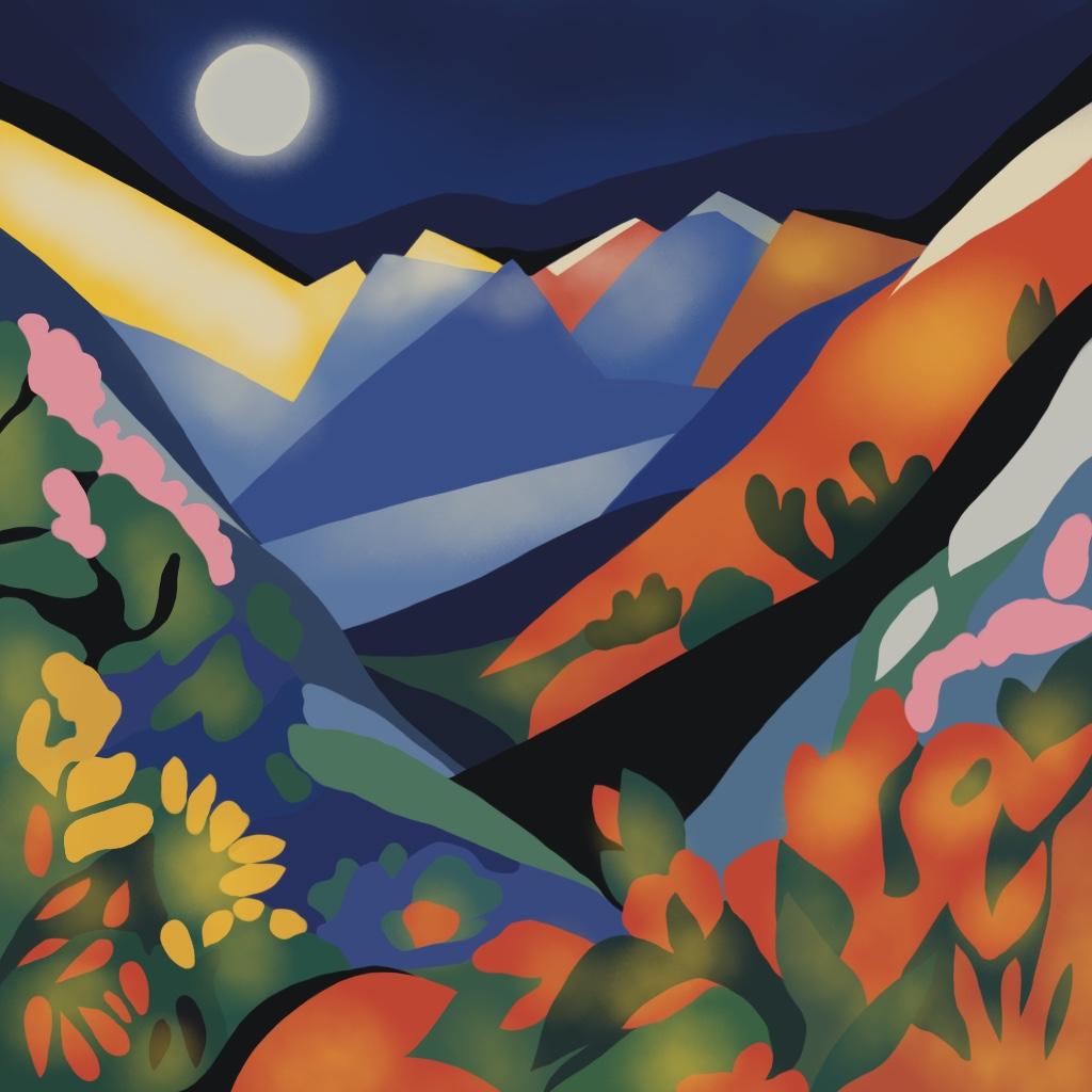 paesaggio montano, 70x70cm, stampa su tela. Edizione 20 pezzi. - Art di Nina Tsoriti